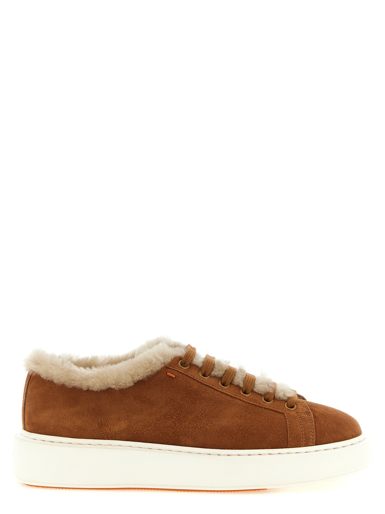 Santoni Braune Ziegenleder Low-Top-Sneaker
