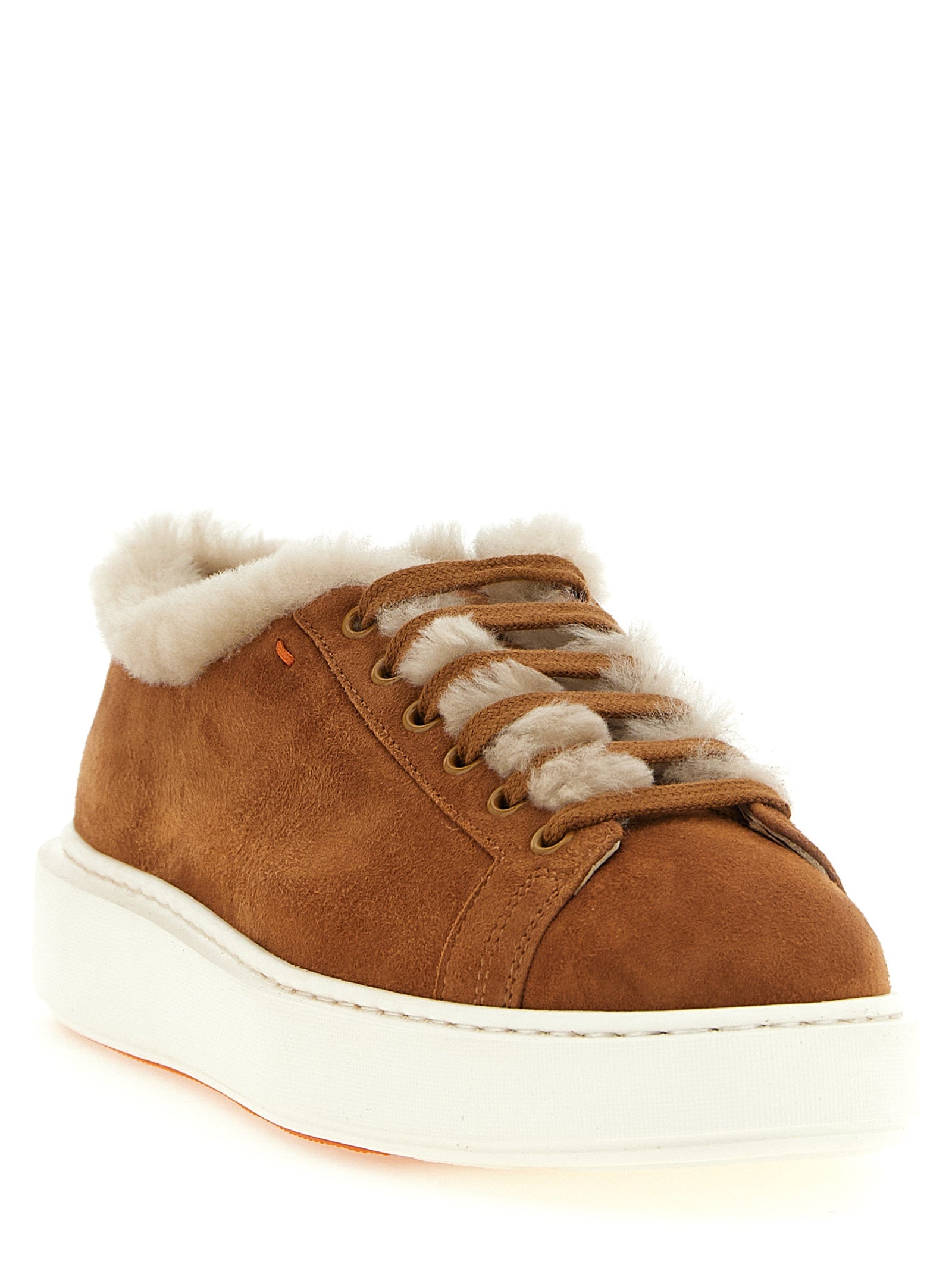 Santoni Braune Ziegenleder Low-Top-Sneaker