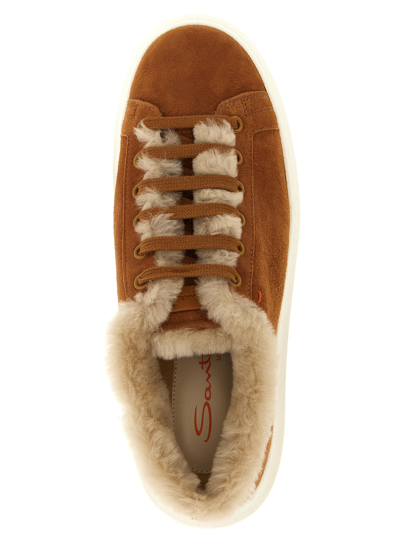 Santoni Braune Ziegenleder Low-Top-Sneaker