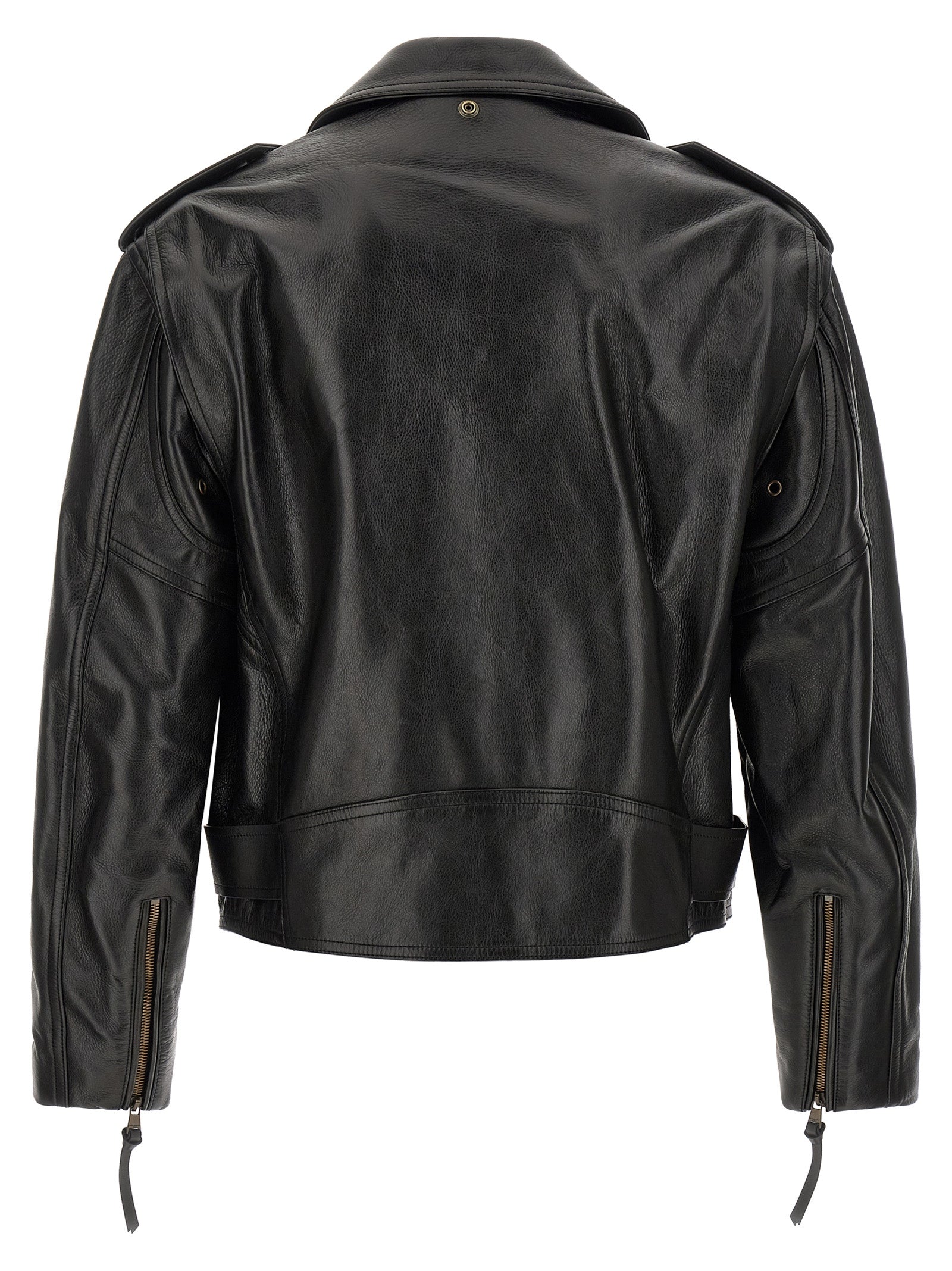 Balmain Schwarze Lederjacke aus Kalbsleder
