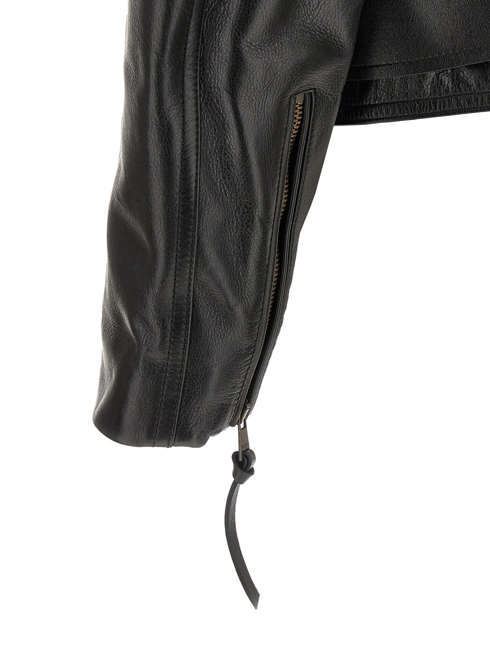 Balmain Schwarze Lederjacke aus Kalbsleder
