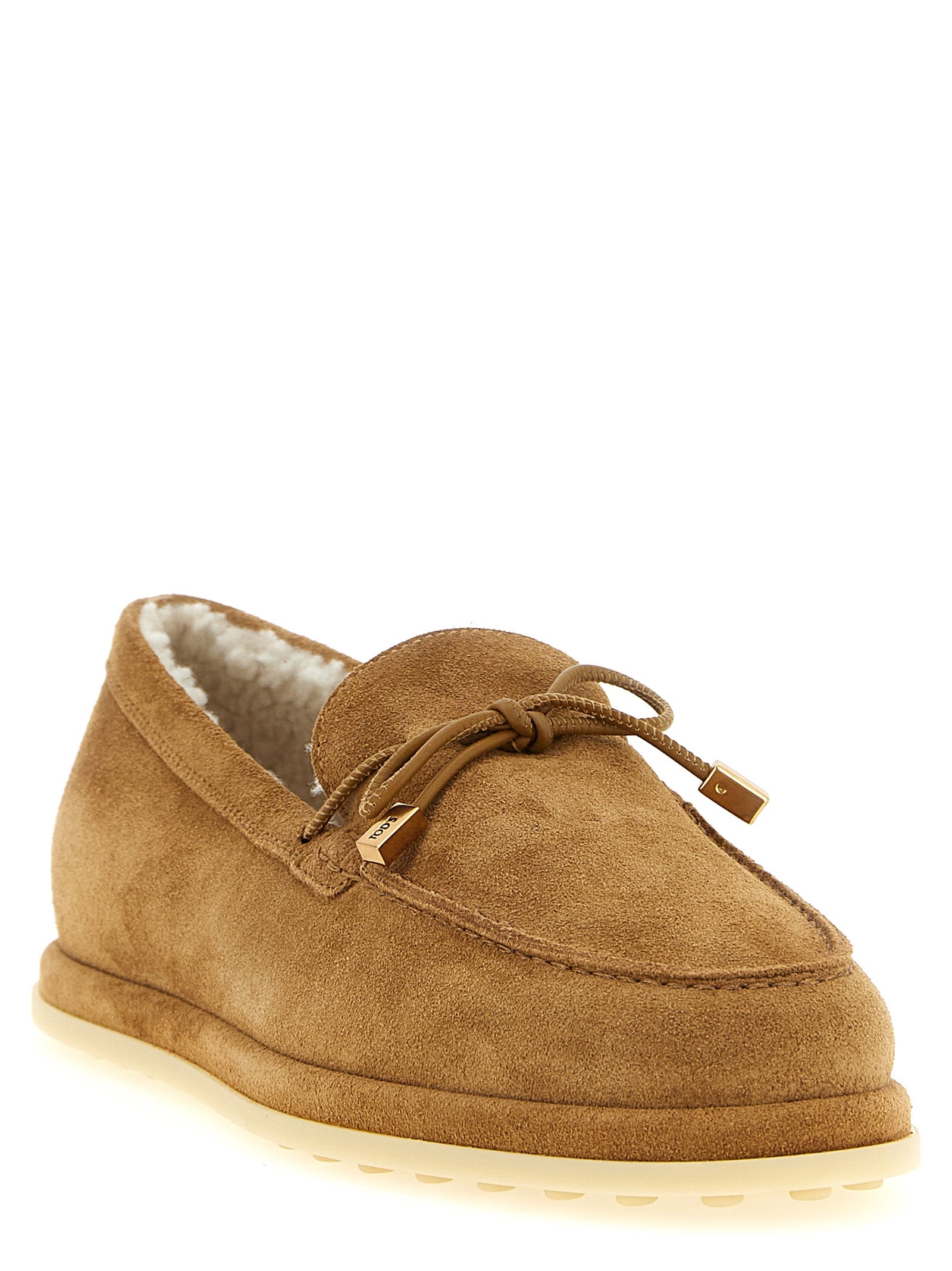 Tod's Beige Calfskin Slip-On Loafers