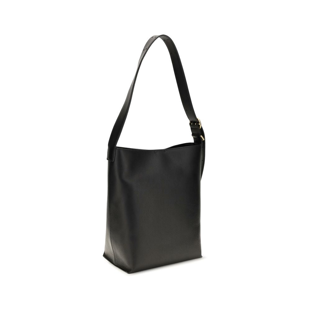 Jil Sander Schwarze Kalbsleder Bos Taurus Handtasche