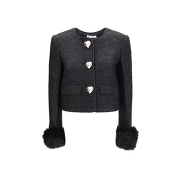 Self-Portrait Schwarze Polyester-Jacke