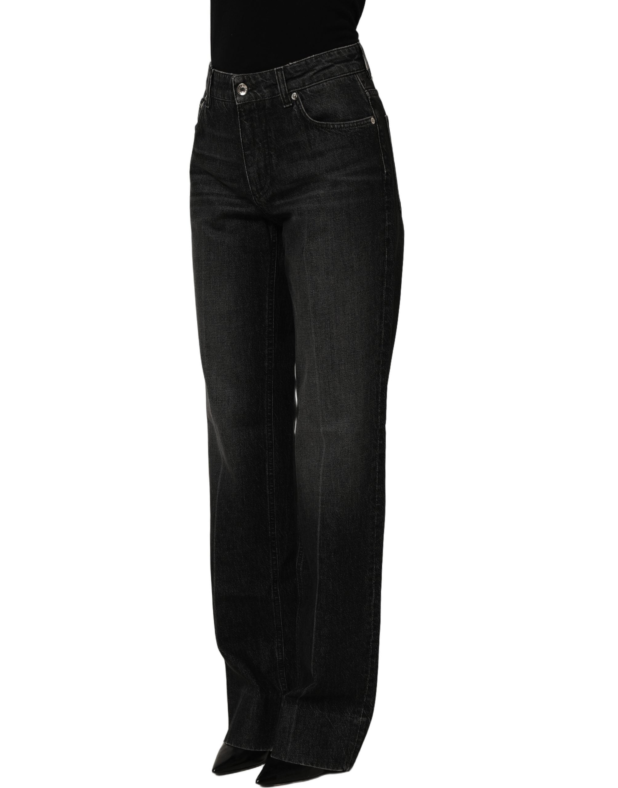 Dolce & Gabbana Schwarze Stretch-Denim-Jeans im Straight Fit aus Baumwolle