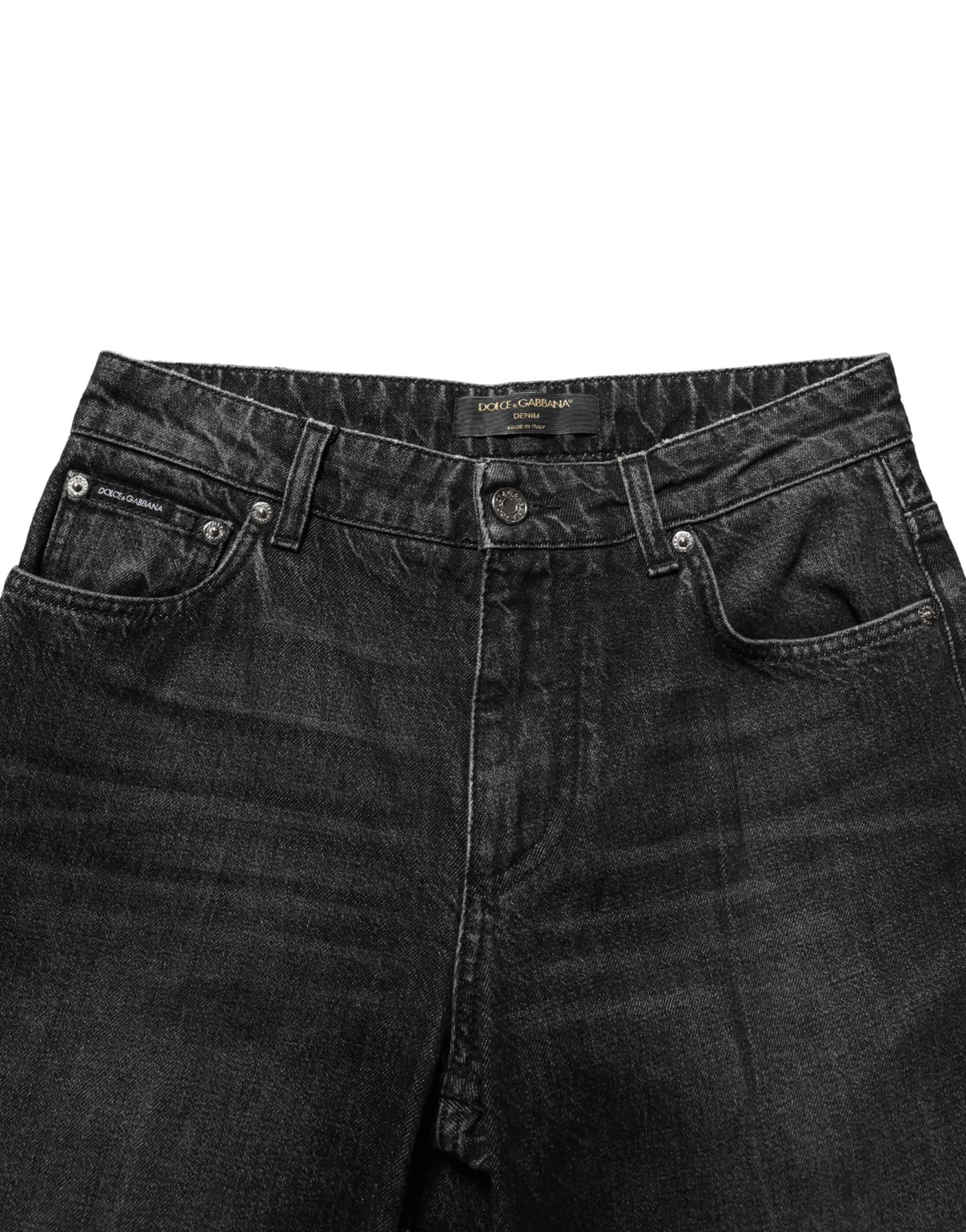 Dolce & Gabbana Schwarze Stretch-Denim-Jeans im Straight Fit aus Baumwolle