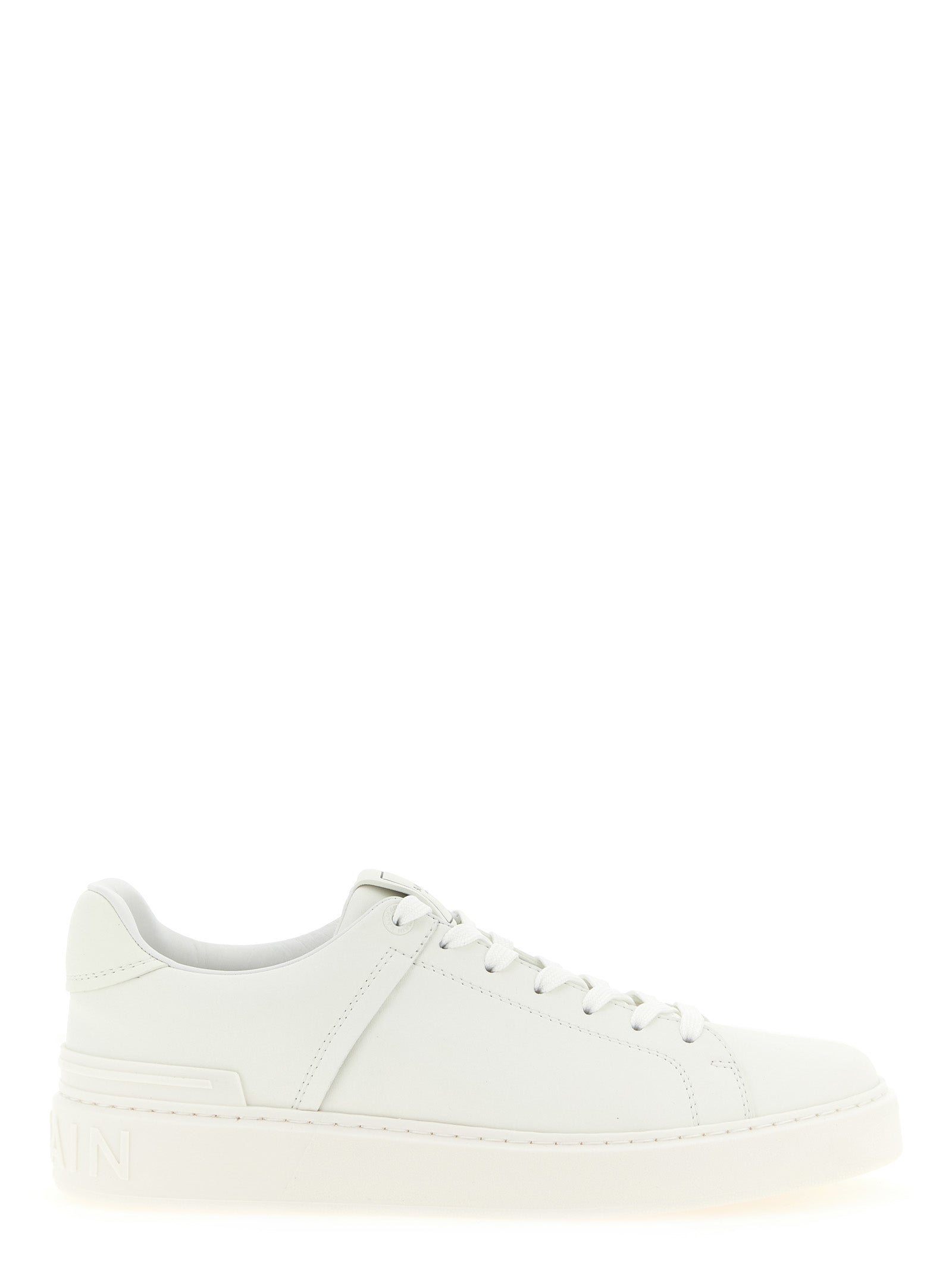Balmain Weiße Kalbsleder Low-Top-Sneaker