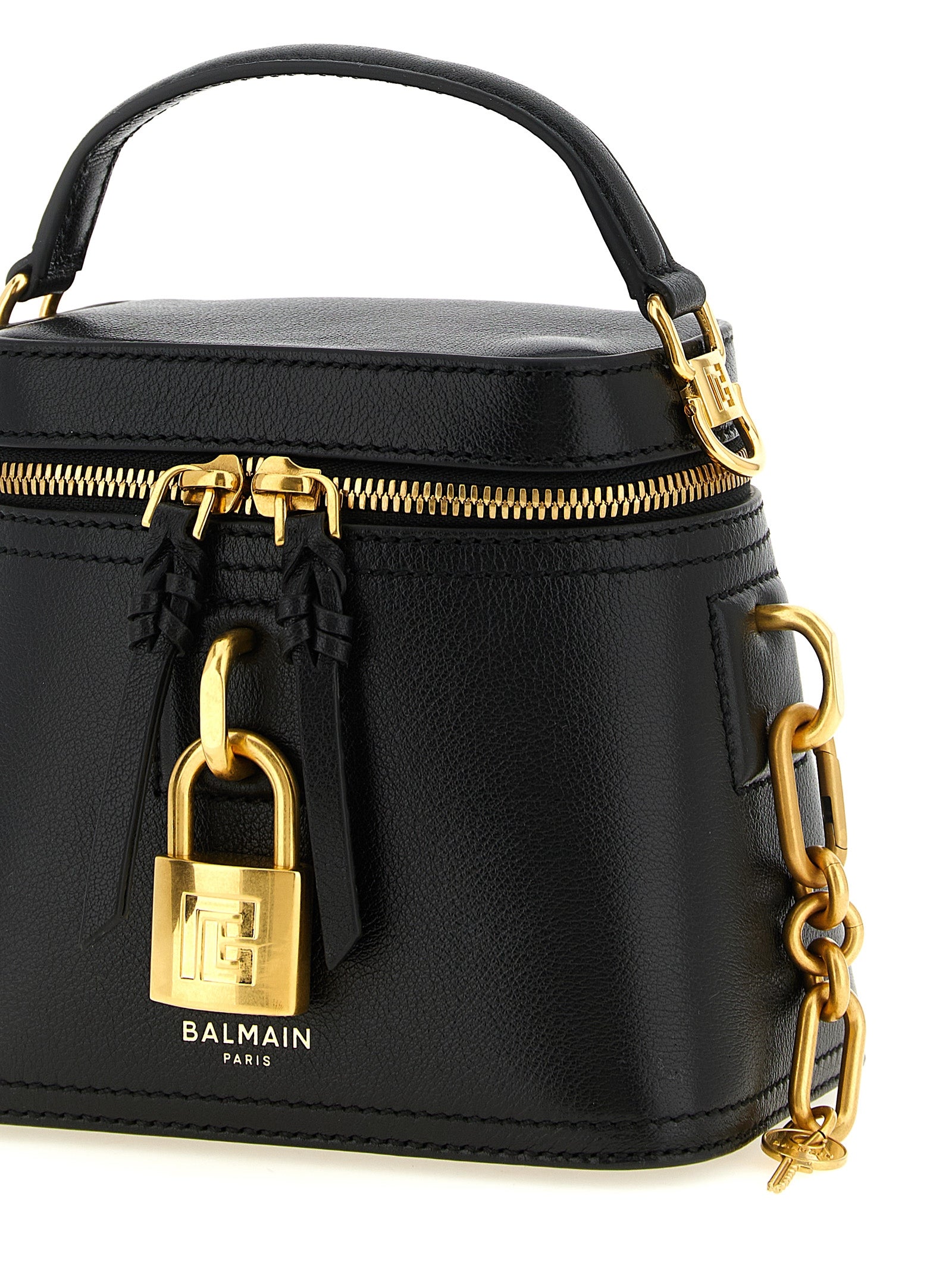 Balmain Schwarze Handtasche aus Büffelleder