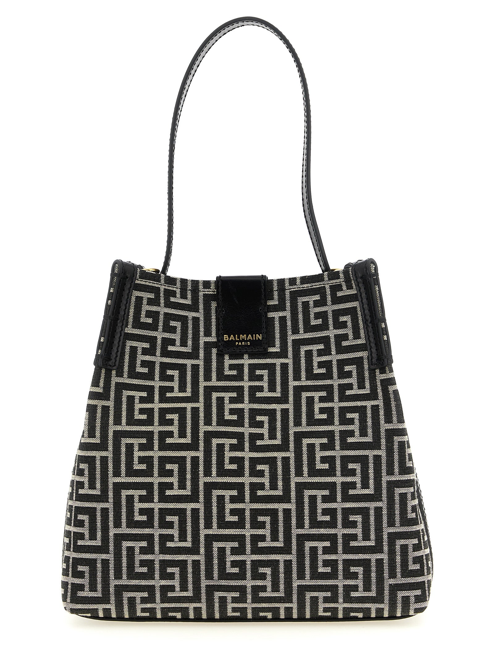 Balmain Zweifarbige Schultertasche aus Baumwolle