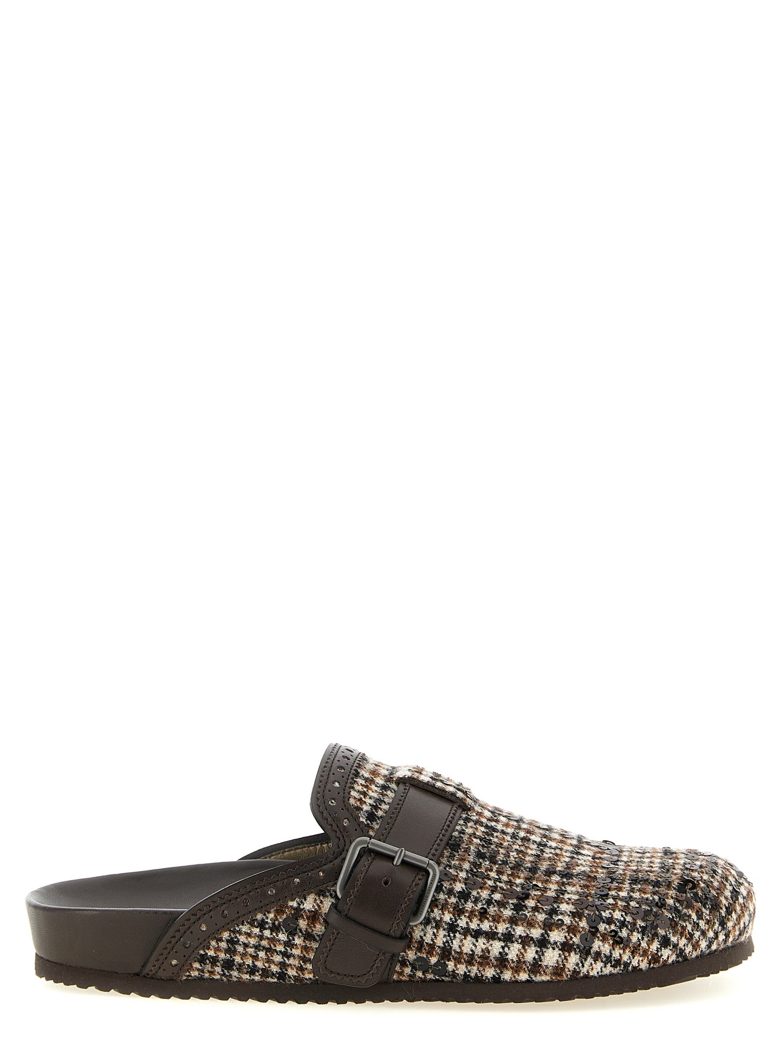 Brunello Cucinelli Braune Clogs aus Alpaka und Leder