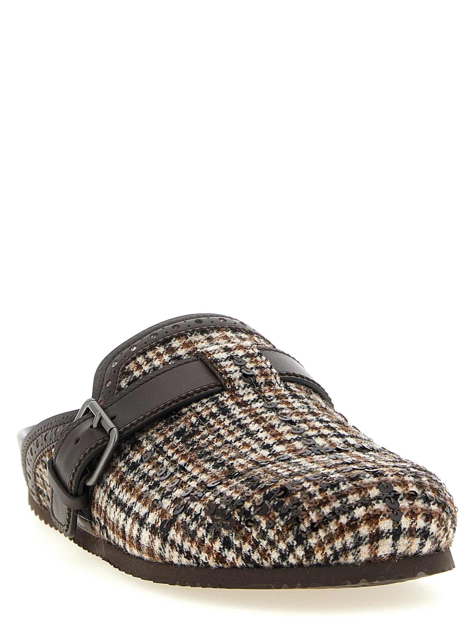 Brunello Cucinelli Braune Clogs aus Alpaka und Leder