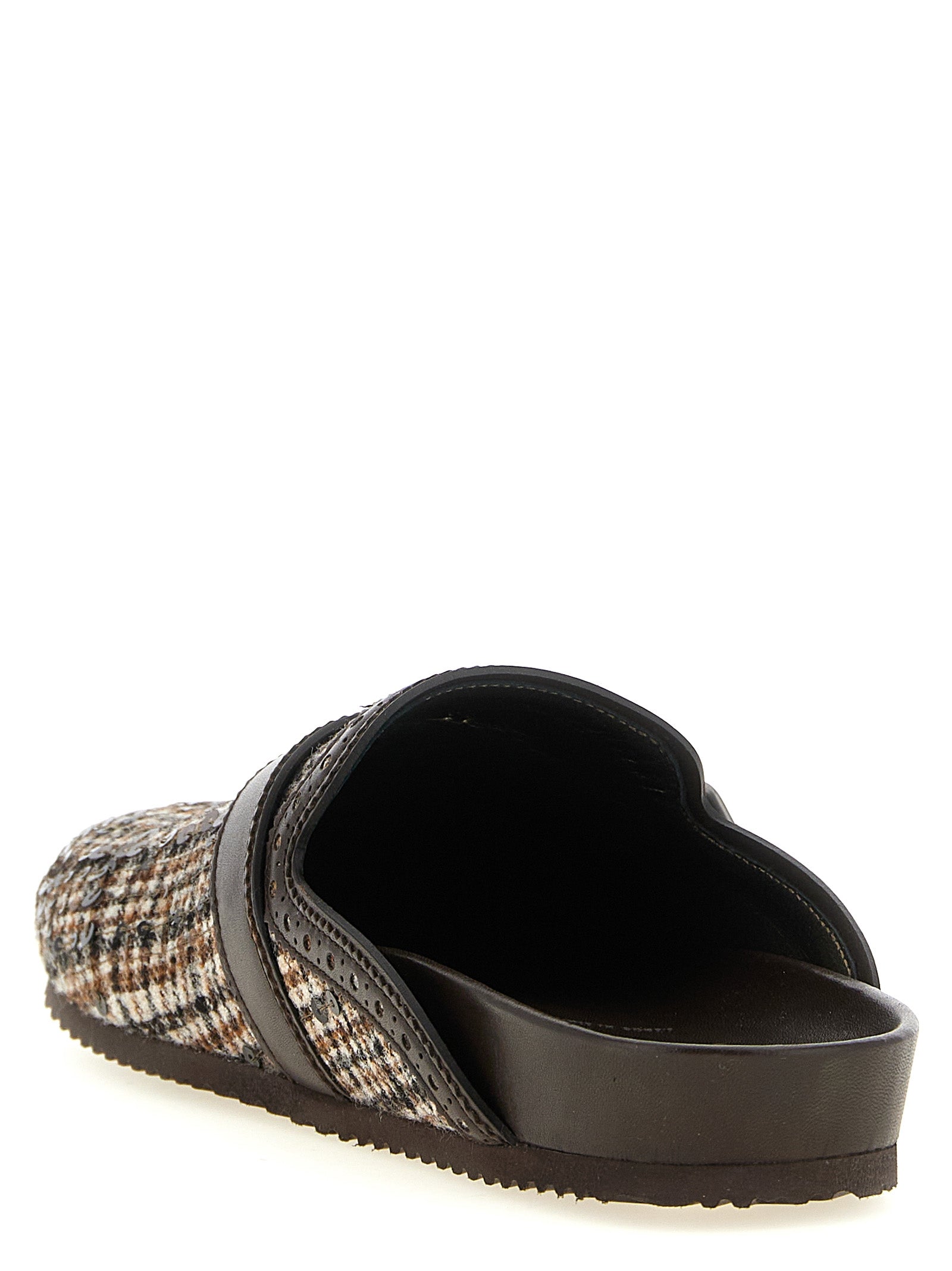 Brunello Cucinelli Braune Clogs aus Alpaka und Leder