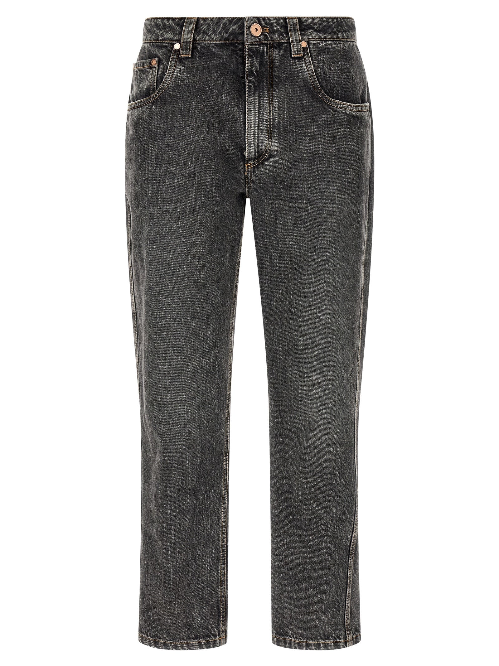 Brunello Cucinelli Graue Jeans aus Baumwolle im geraden Schnitt