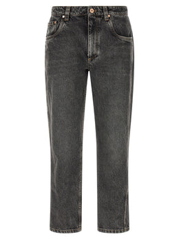 Brunello Cucinelli Graue Jeans aus Baumwolle im geraden Schnitt
