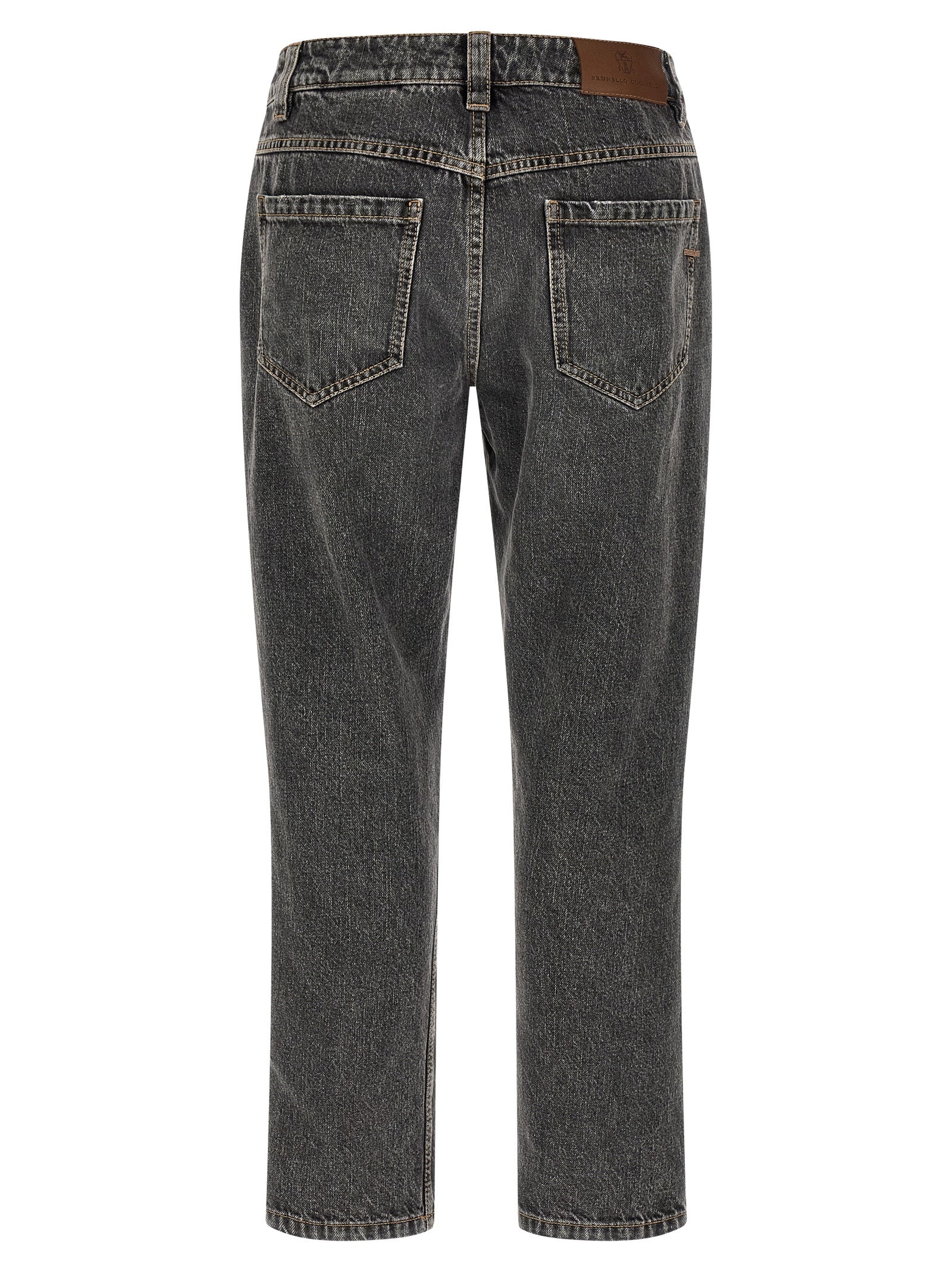 Brunello Cucinelli Graue Jeans aus Baumwolle im geraden Schnitt