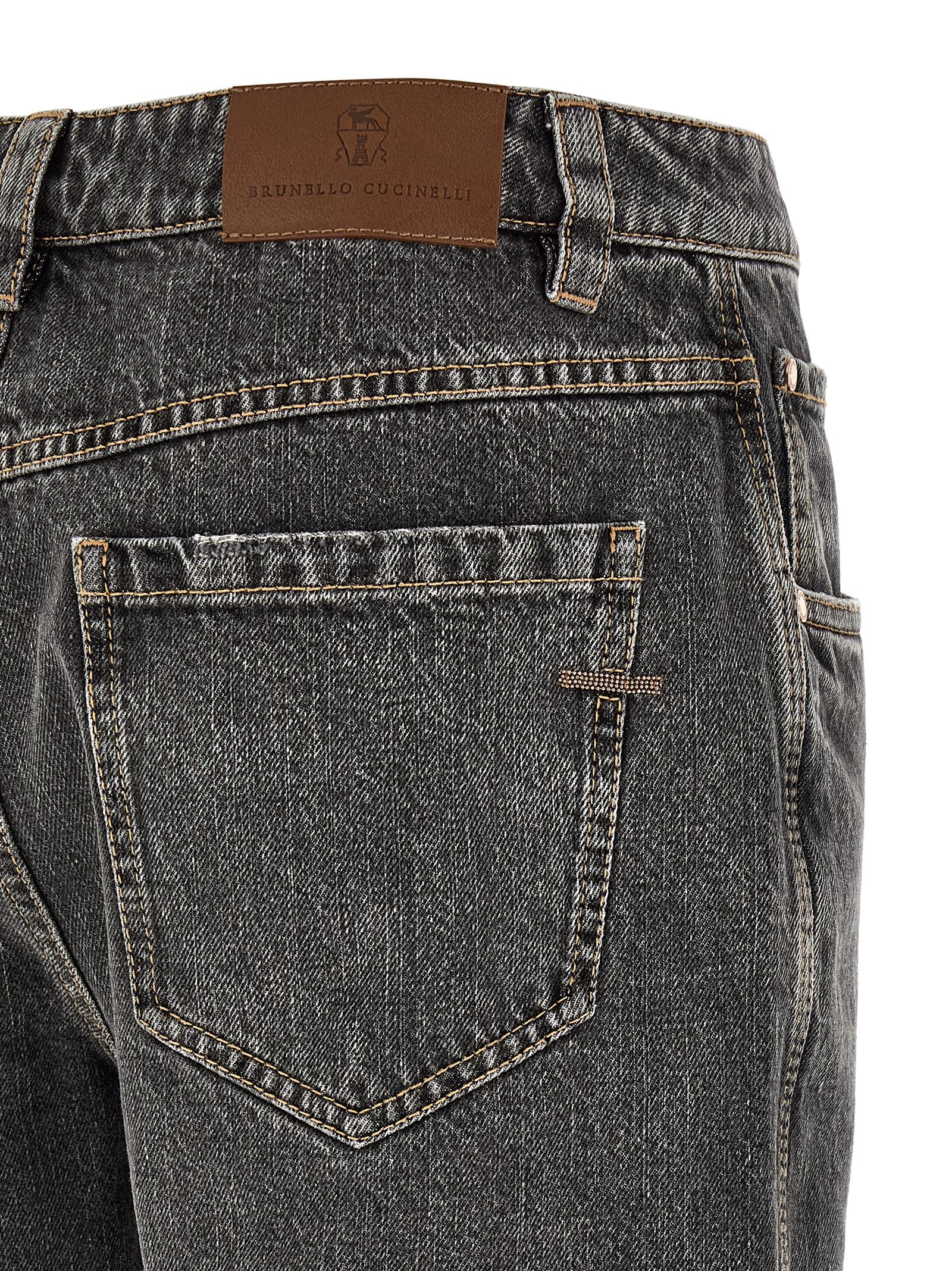Brunello Cucinelli Graue Jeans aus Baumwolle im geraden Schnitt
