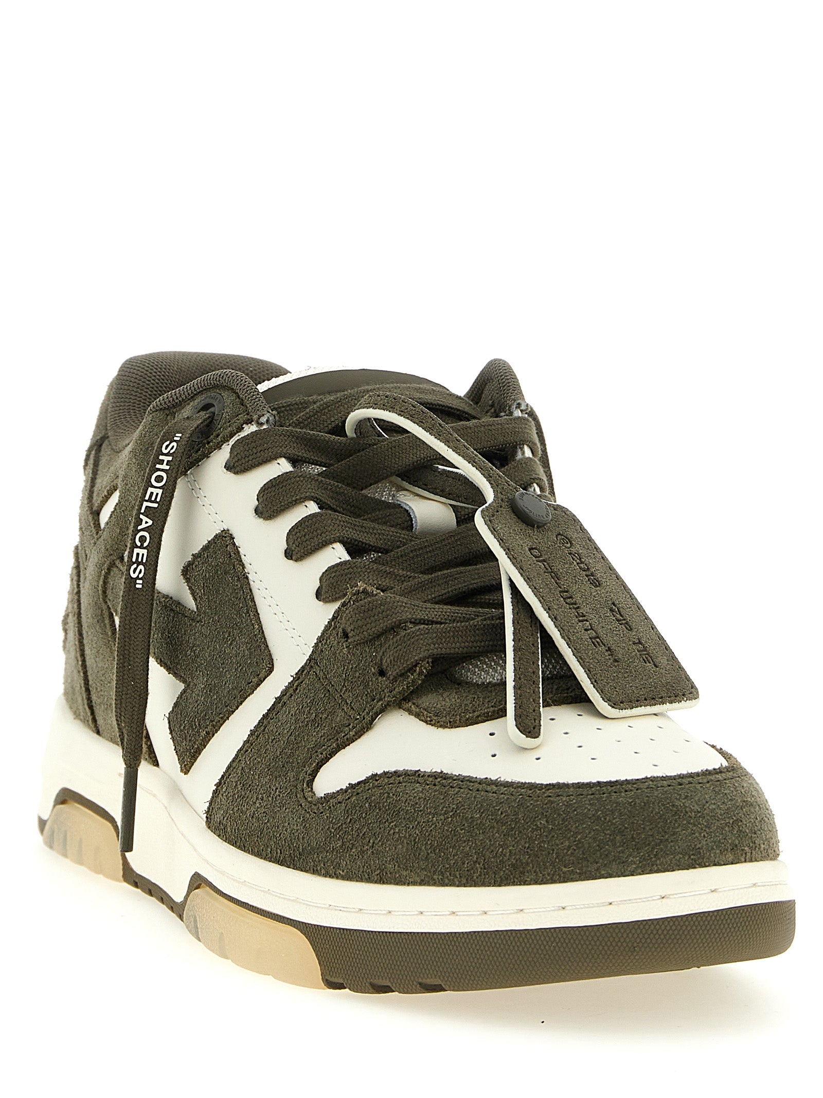 Off-White Zweifarbige Leder-Sneaker im Athletic-Stil