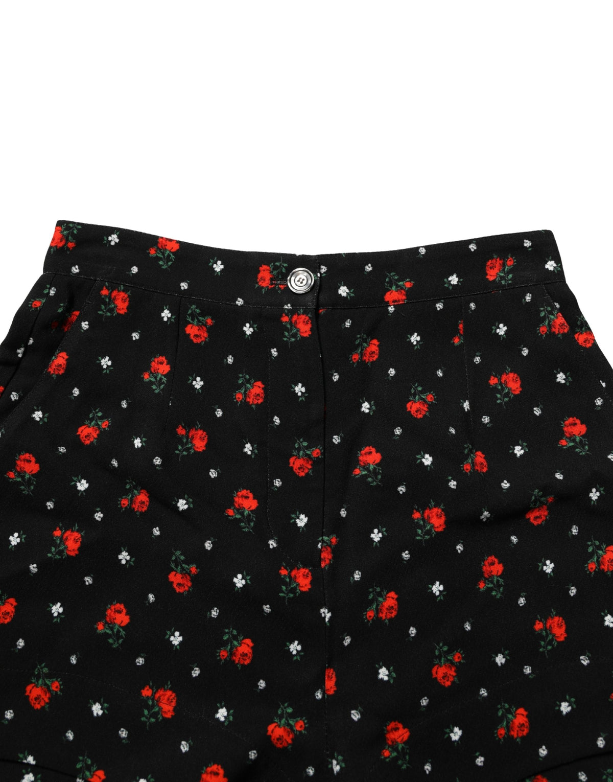 Dolce & Gabbana Schwarze Damen-Hotpants mit Blumenmuster und hohem Bund