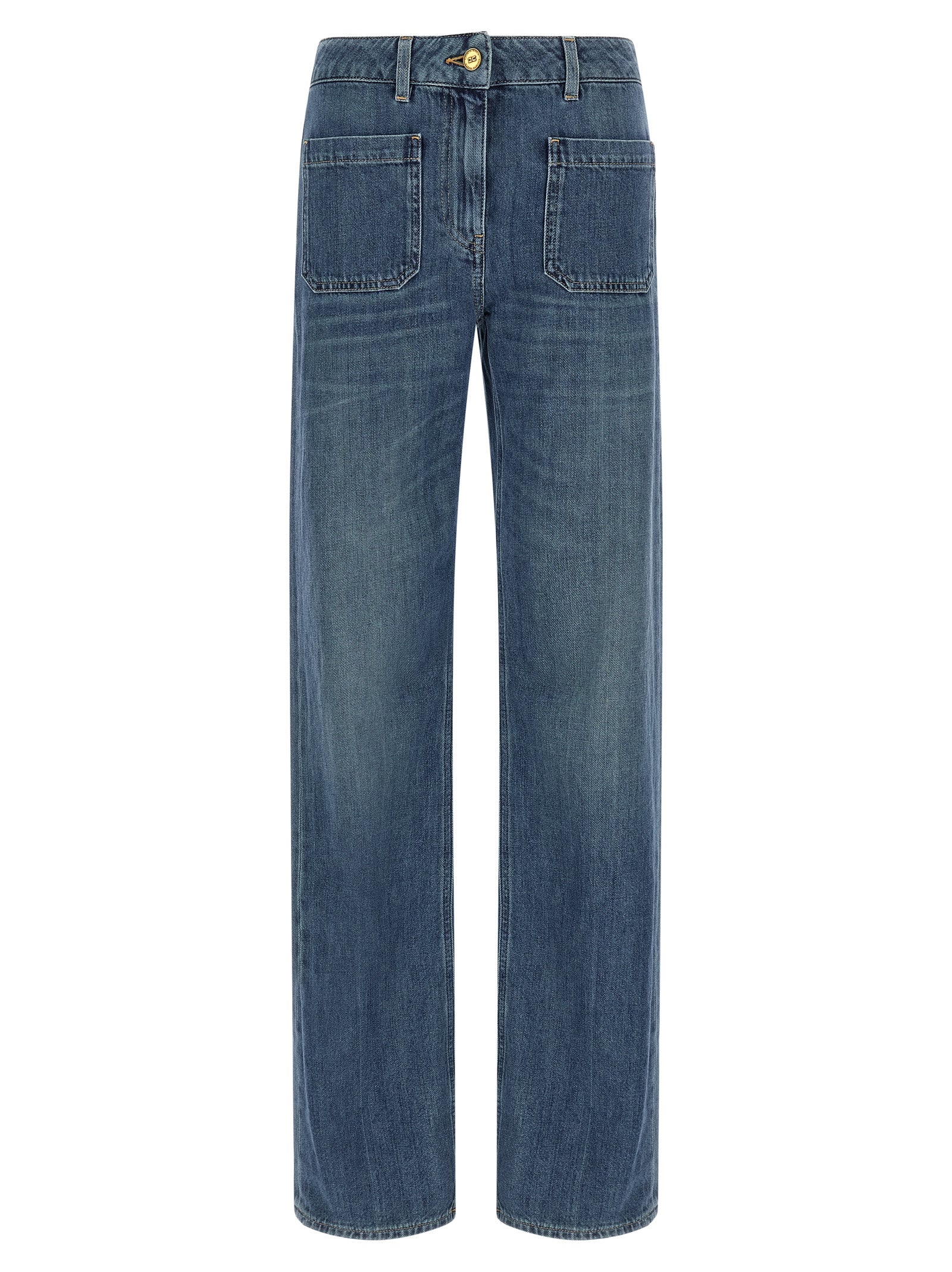 Elisabetta Franchi Blaue Jeans aus Baumwolle im geraden Schnitt