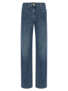 Elisabetta Franchi Blaue Jeans aus Baumwolle im geraden Schnitt