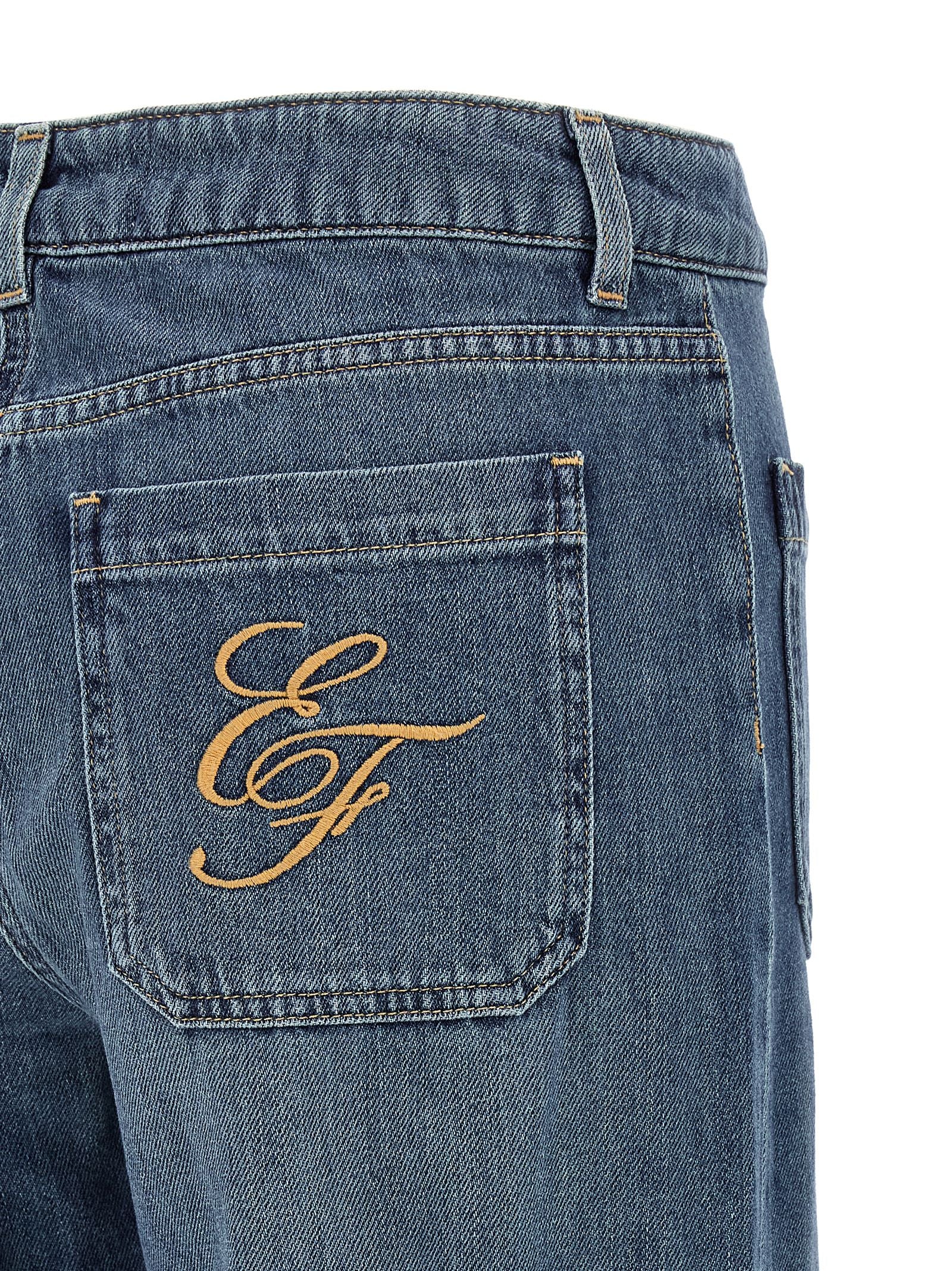 Elisabetta Franchi Blaue Jeans aus Baumwolle im geraden Schnitt