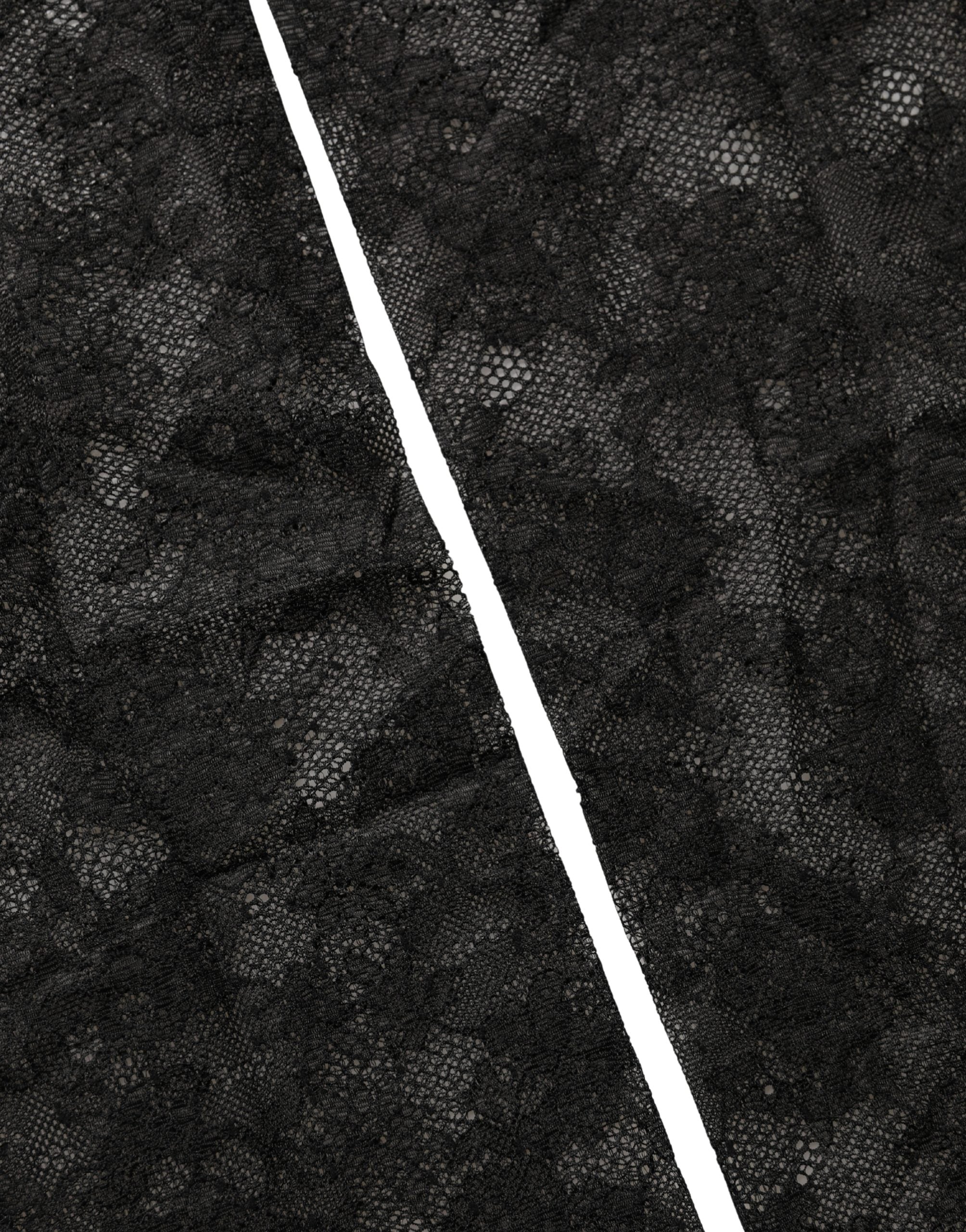 Dolce & Gabbana Schwarze Kniestrümpfe aus Nylon-Stretch mit floraler Spitze