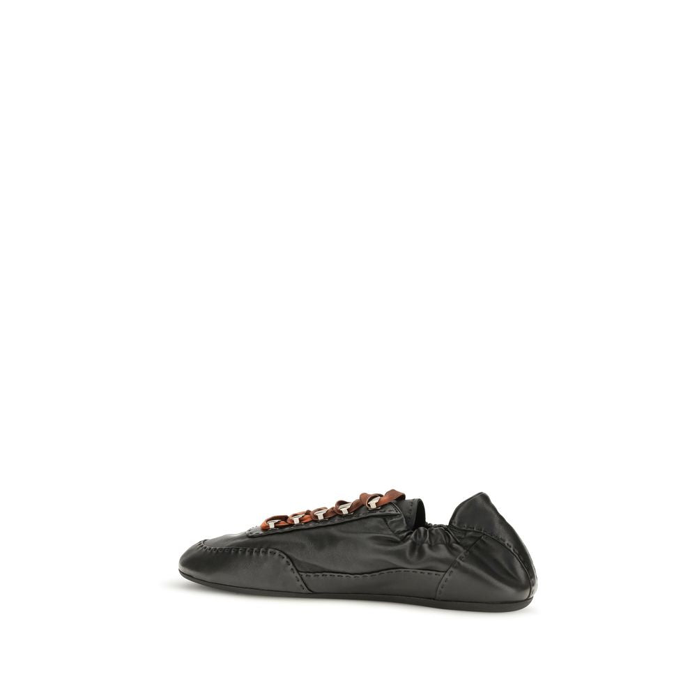 Prada Schwarze Lammleder Ovis Aries Aries Sportschuhe