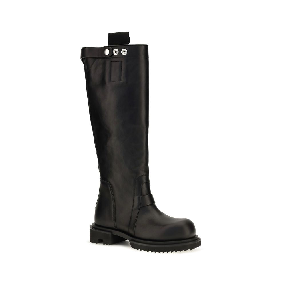 Rick Owens Schwarze Regen-Stiefel aus Kalbsleder Bos Taurus