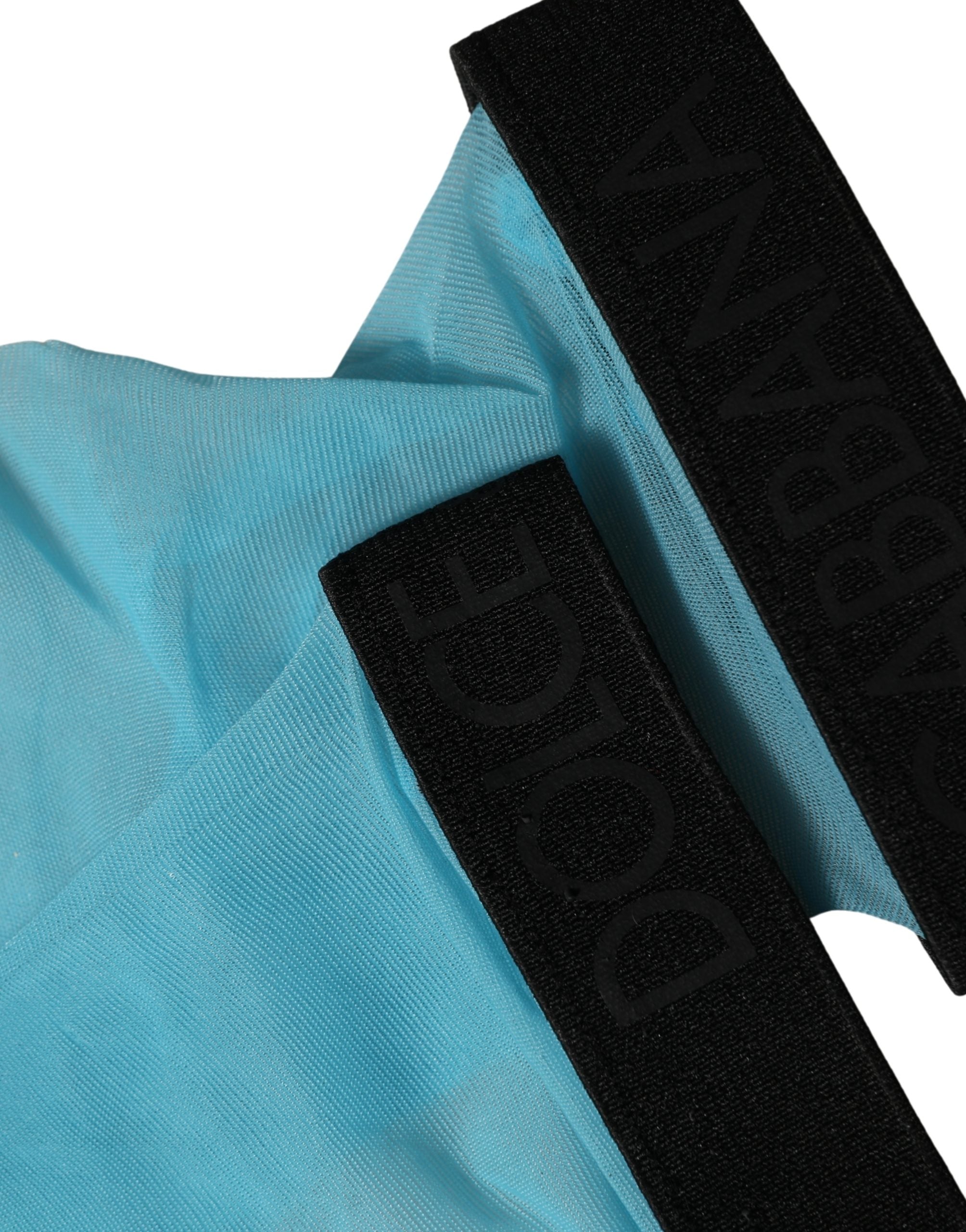 Dolce & Gabbana Hellblaue Nylon-Schenkelhochsocken für Damen