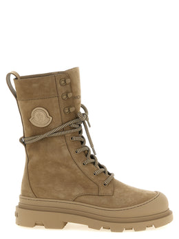 Moncler Beige Leder Schnürstiefel