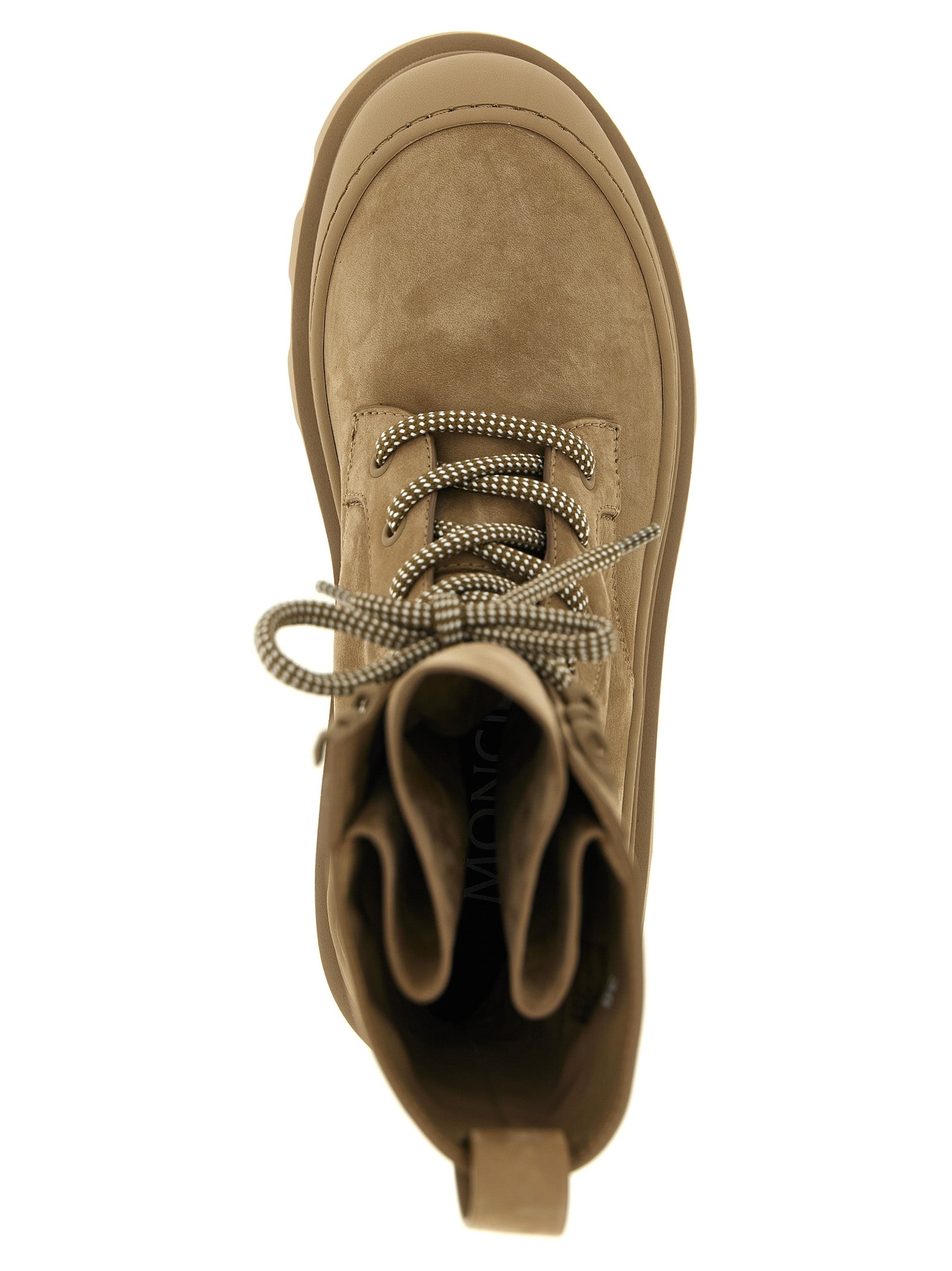 Moncler Beige Leder Schnürstiefel