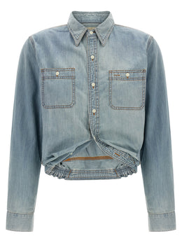 R13 Blaue Baumwollbluse