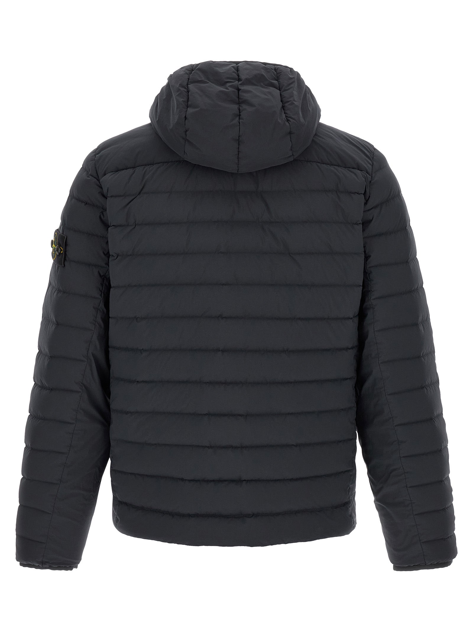 Stone Island Blaue Polyamid-Jacke in voller Länge