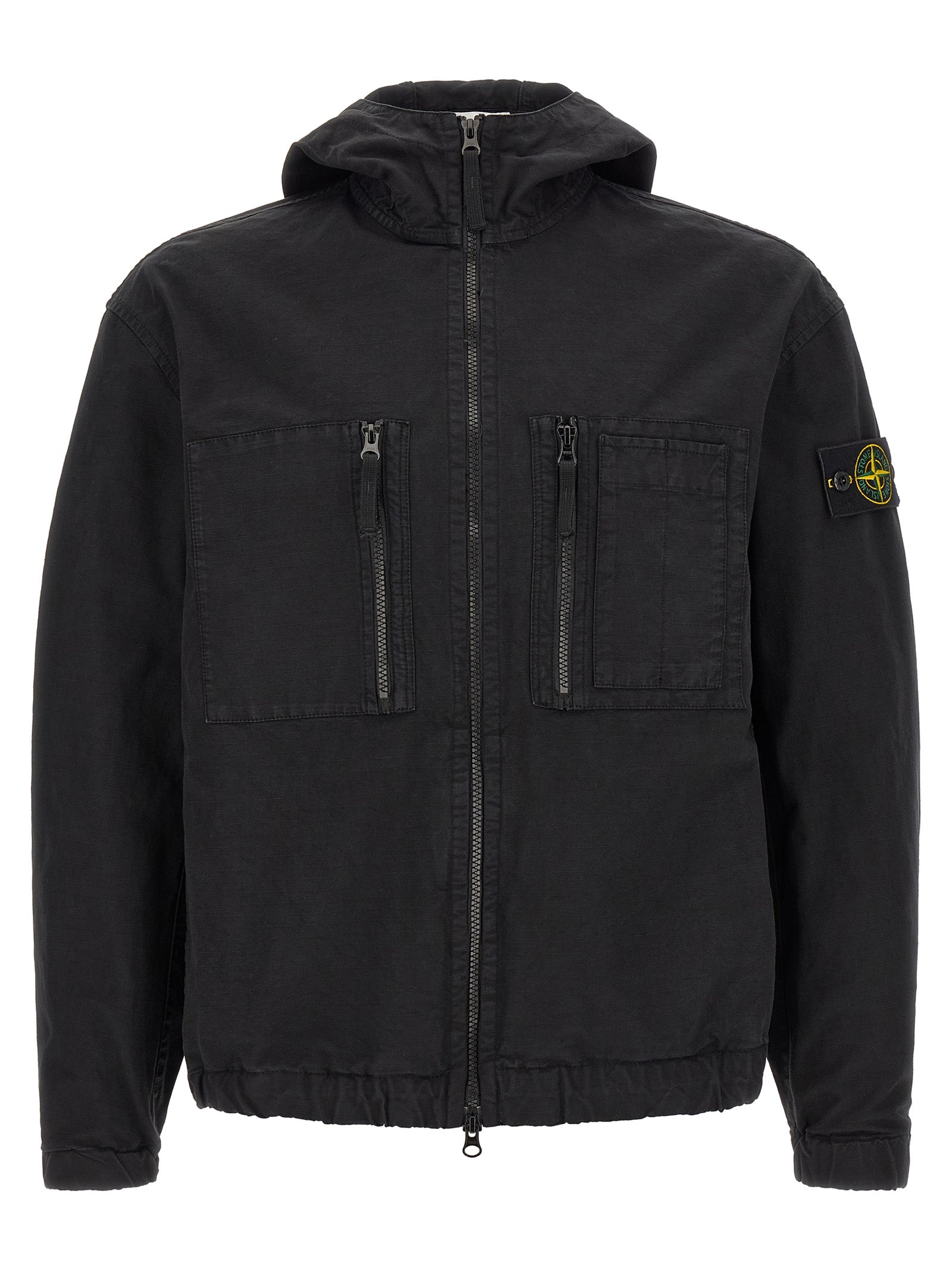 Stone Island Schwarze Baumwoll-Shell-Jacke