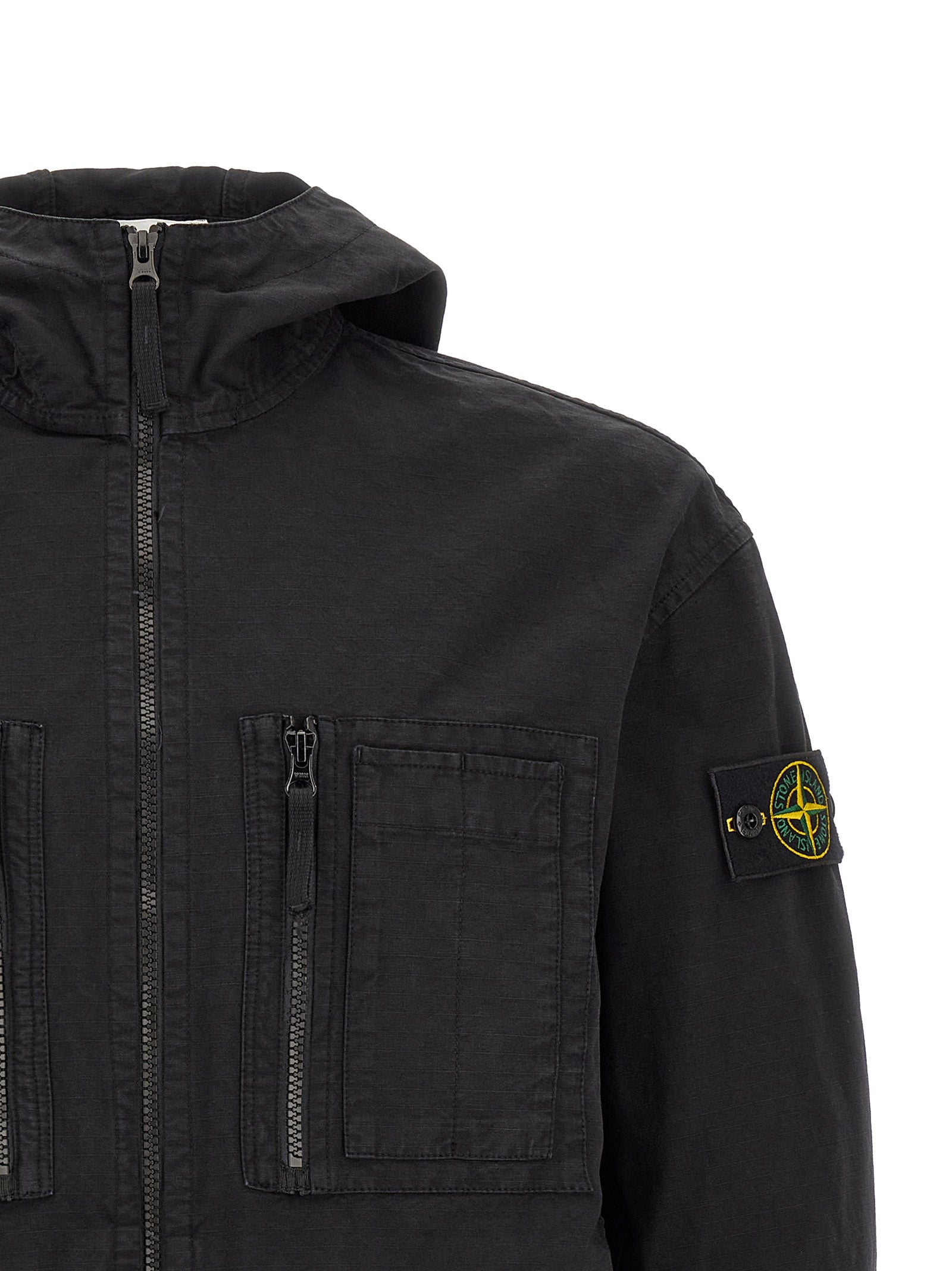 Stone Island Schwarze Baumwoll-Shell-Jacke