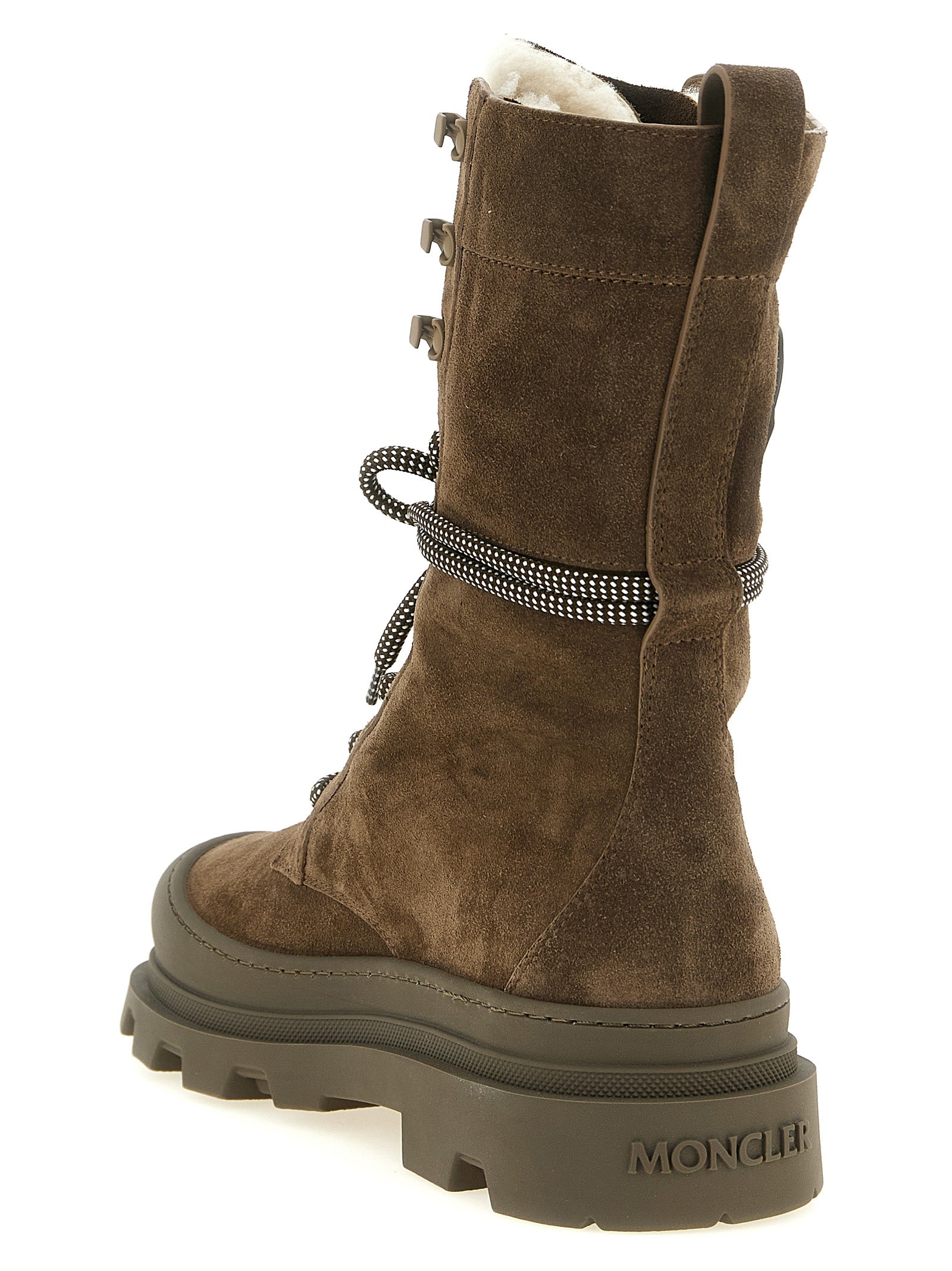 Moncler Braune Leder-Schnürstiefel