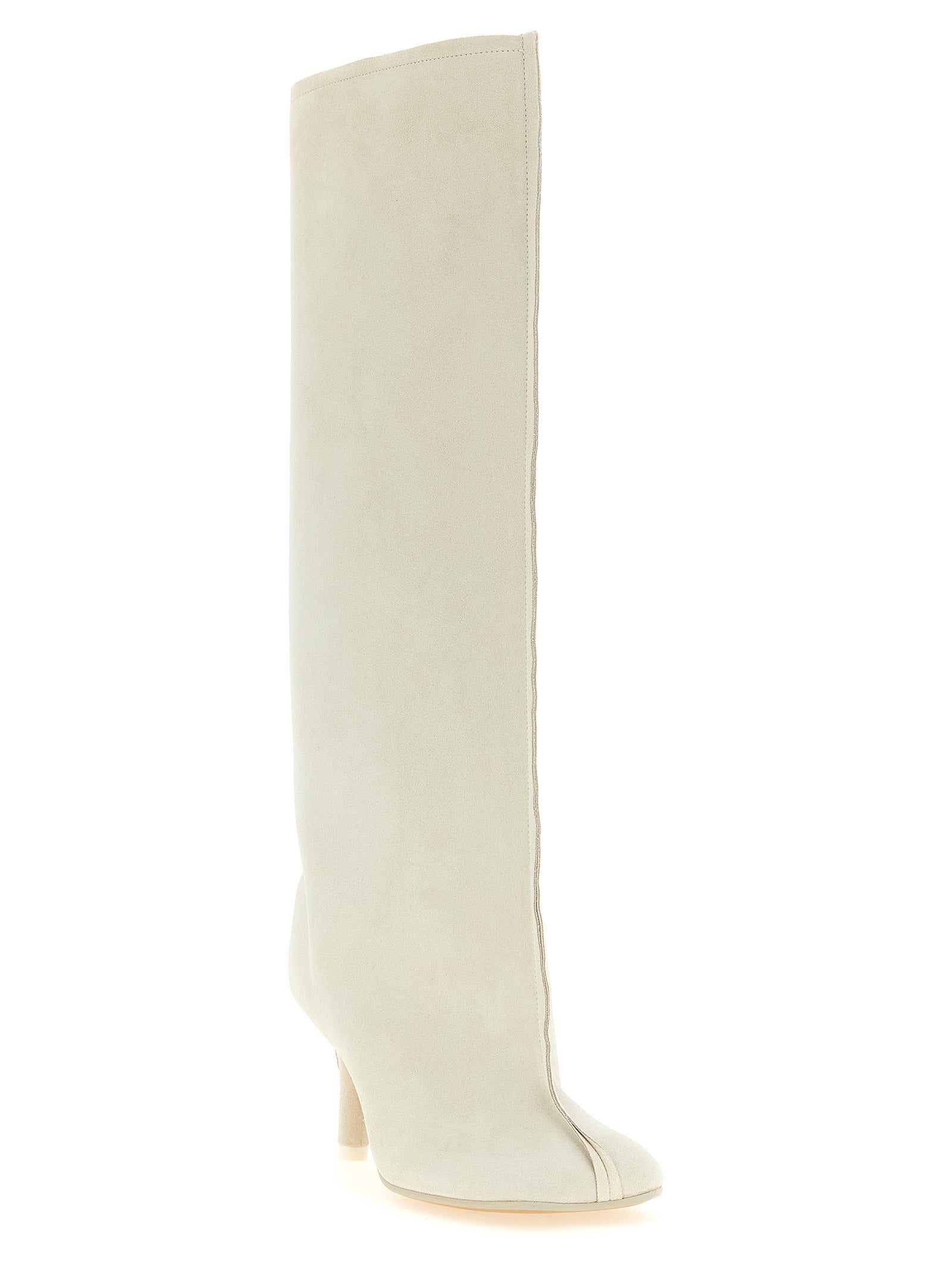MM6 Maison Margiela Weiße Kniehohe Stiefel aus Rindsleder