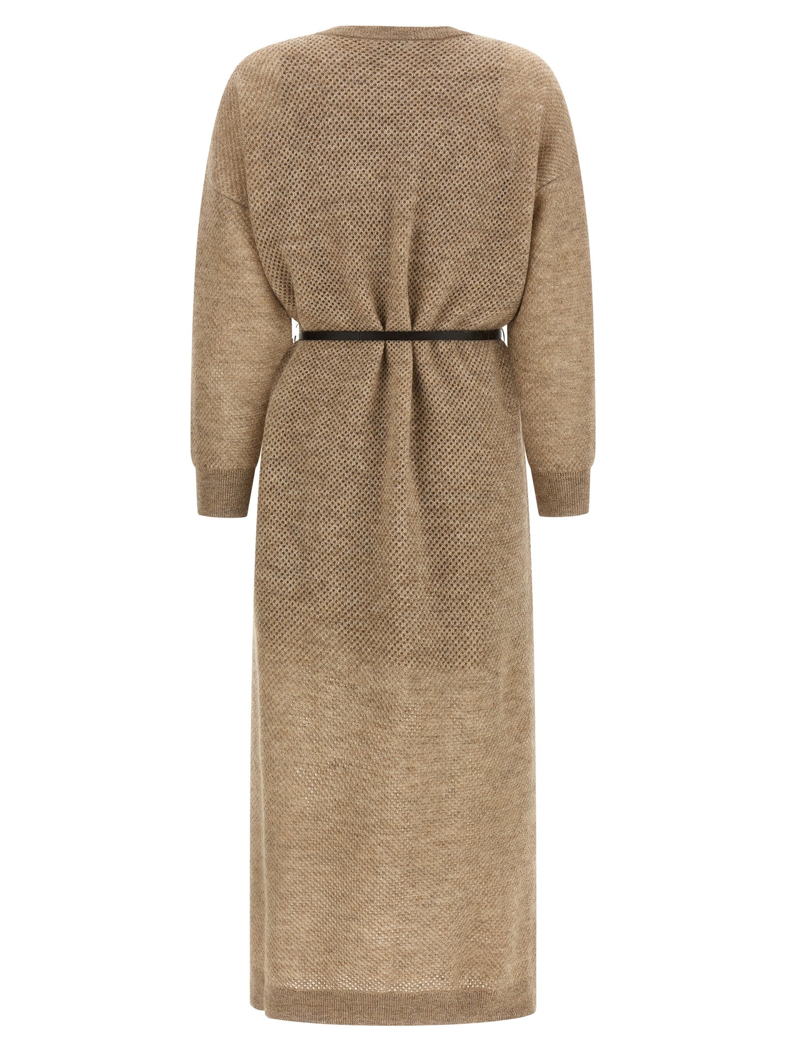 Brunello Cucinelli Beige Wollkleid Midi