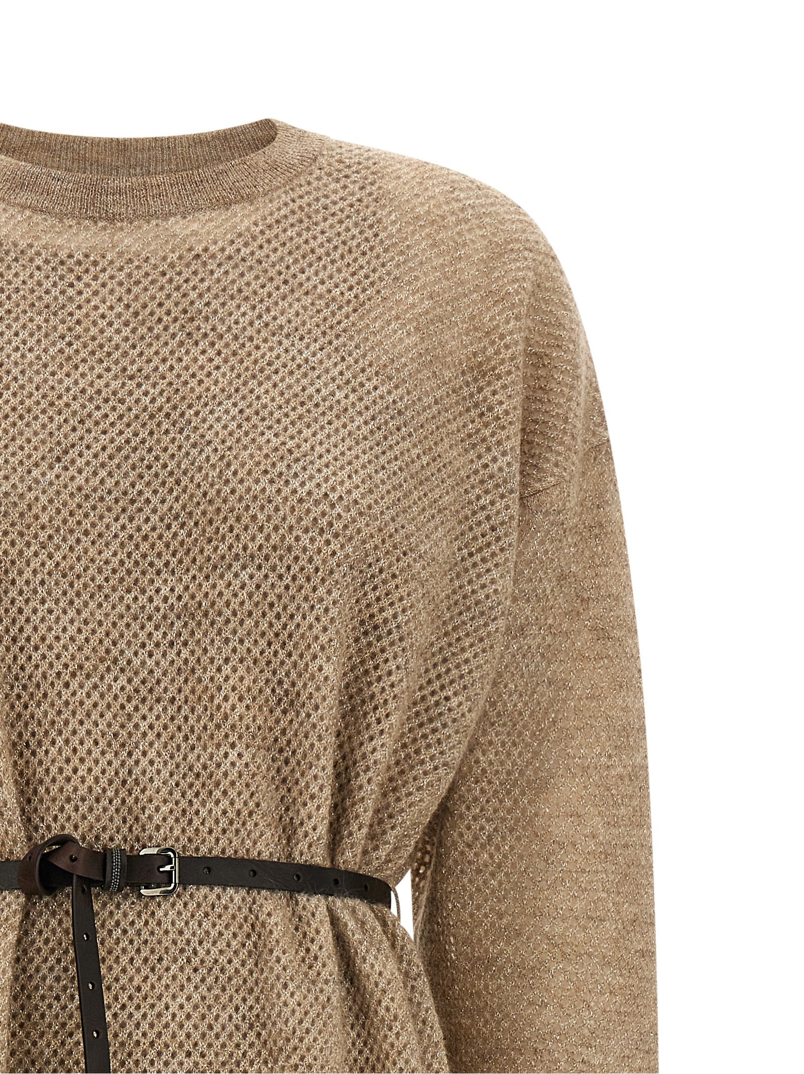 Brunello Cucinelli Beige Wollkleid Midi