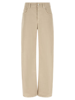 Brunello Cucinelli Beige Baumwoll Jeans im Relaxed Fit