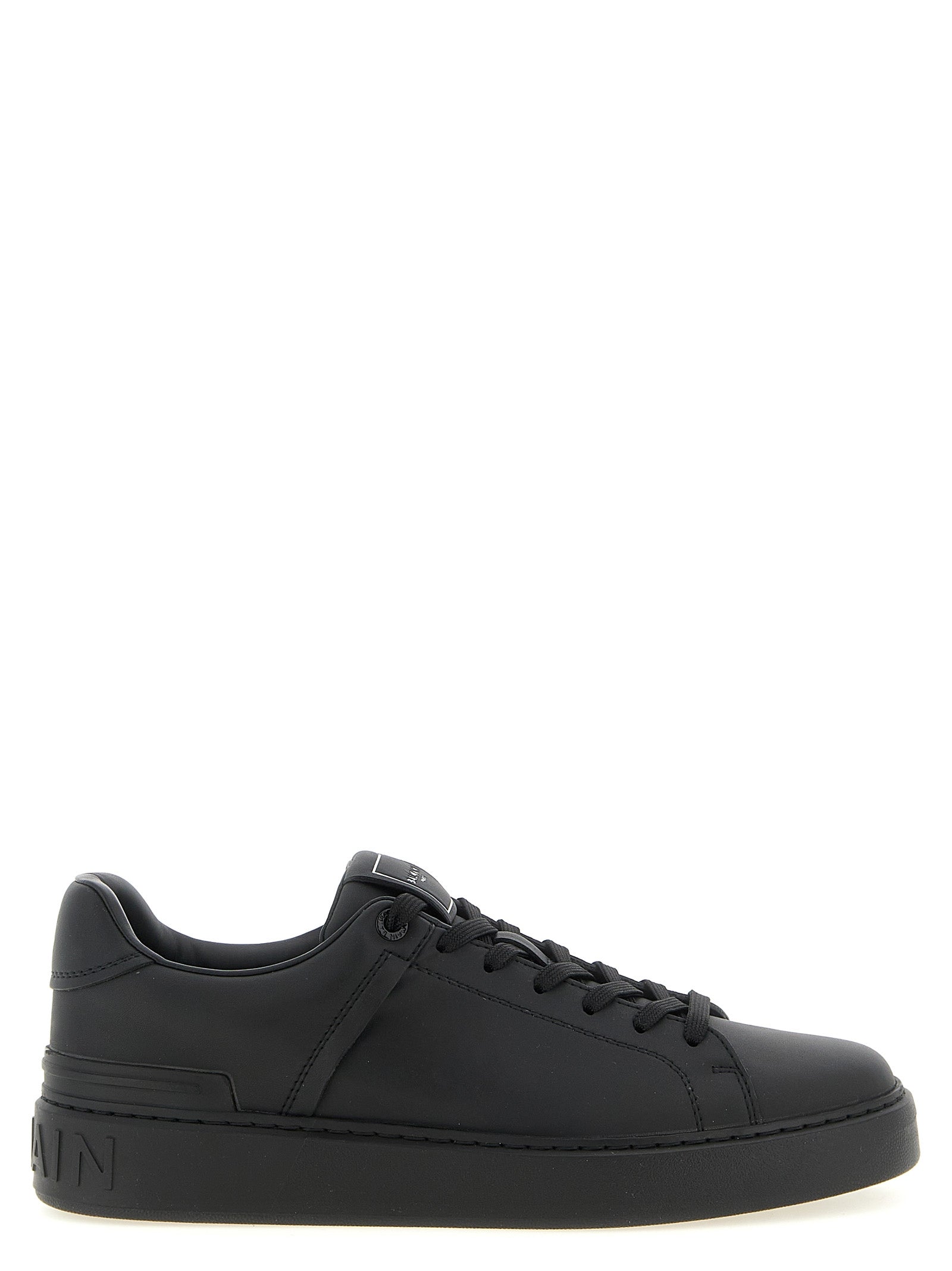 Balmain Schwarze Kalbsleder Low-Top-Sneaker