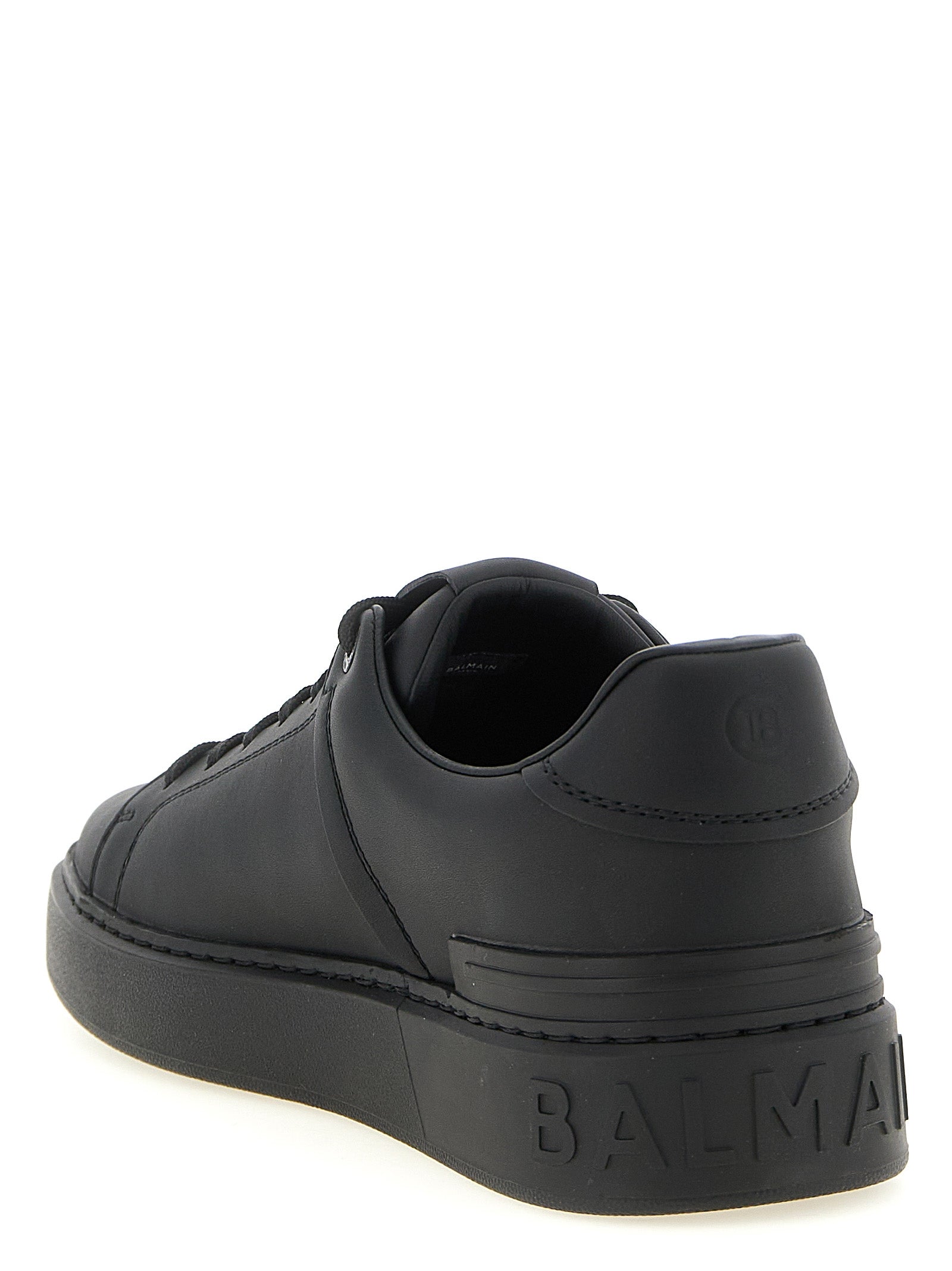 Balmain Schwarze Kalbsleder Low-Top-Sneaker