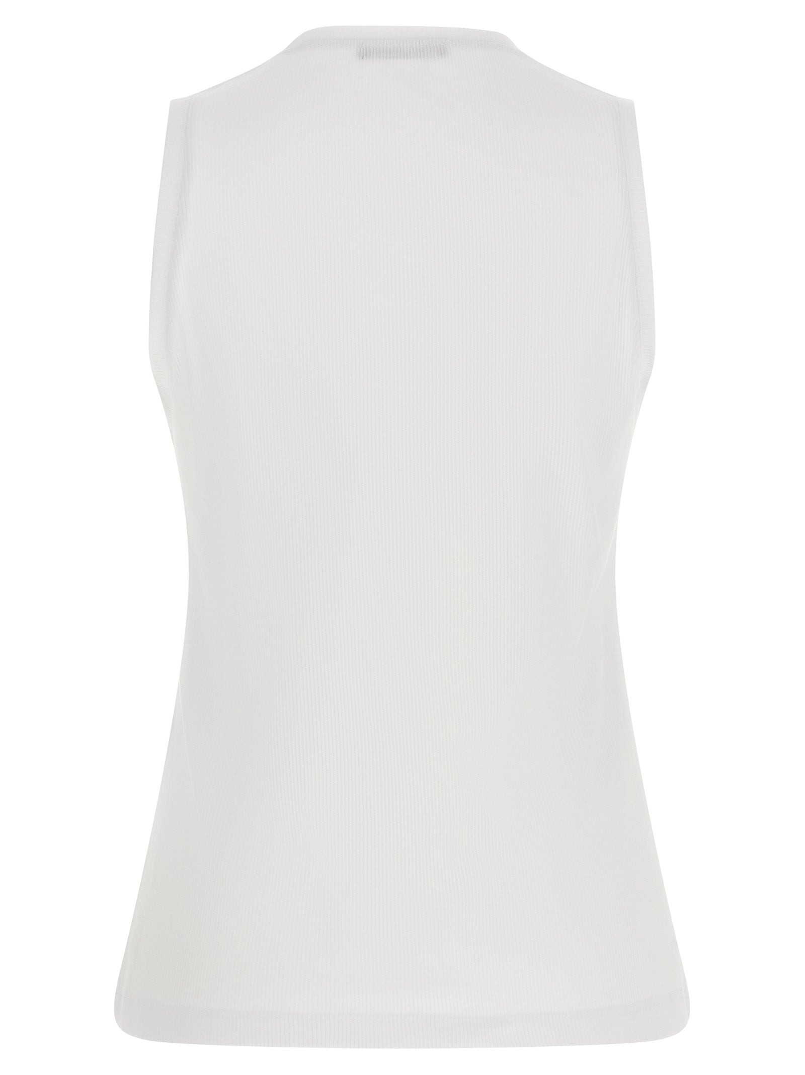 Balmain Weißes ärmelloses Baumwoll-T-Shirt
