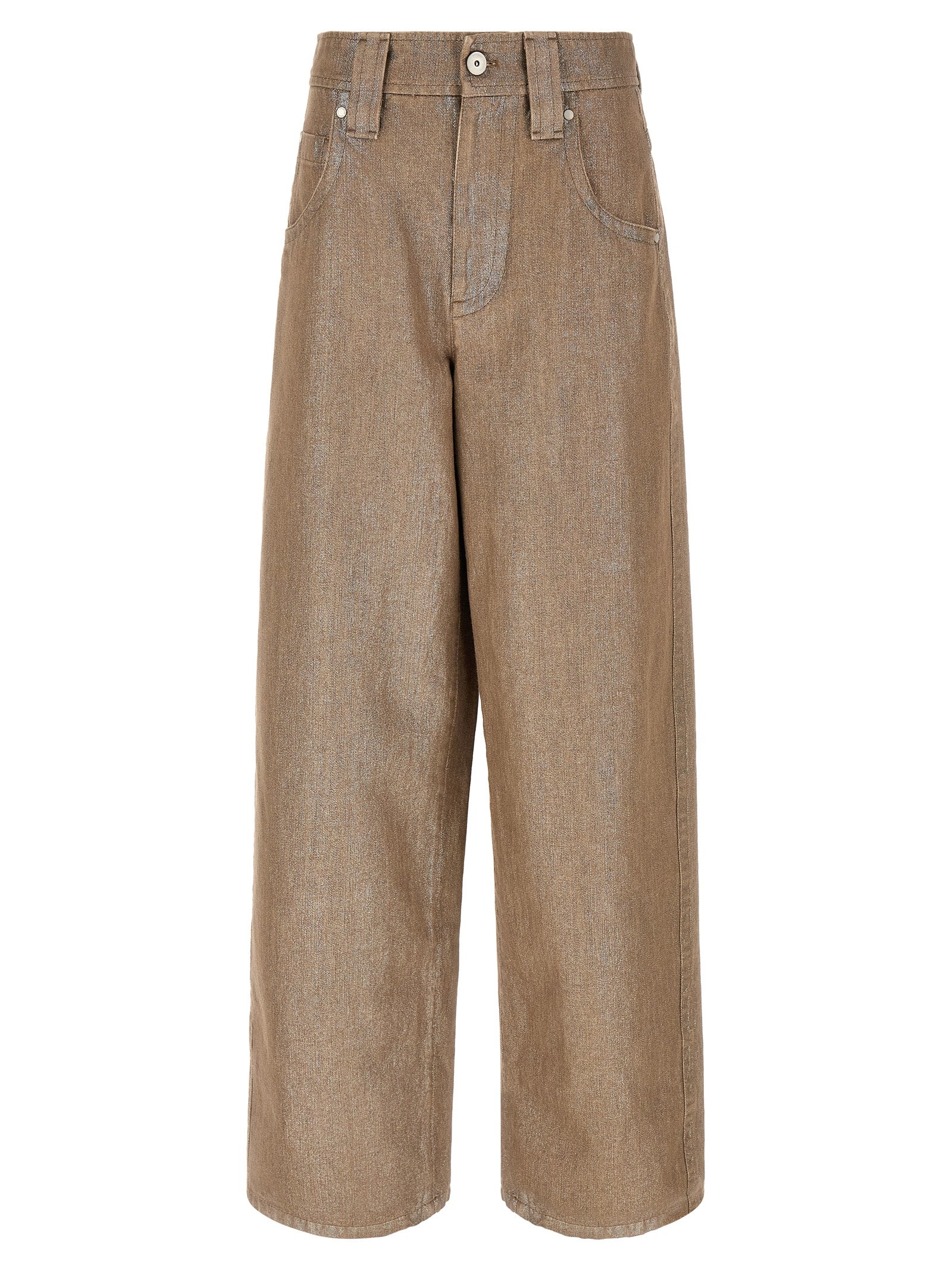 Brunello Cucinelli Beige Baumwoll Jeans im Relaxed Fit
