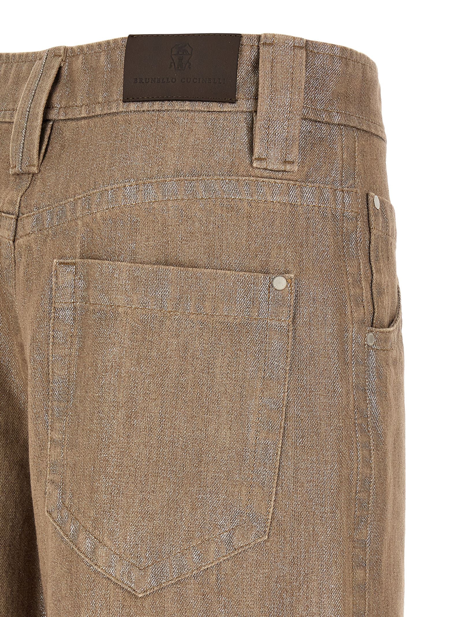 Brunello Cucinelli Beige Baumwoll Jeans im Relaxed Fit