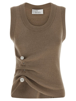 Giuseppe Di Morabito Ärmelloses T-Shirt aus reiner Schurwolle in Beige