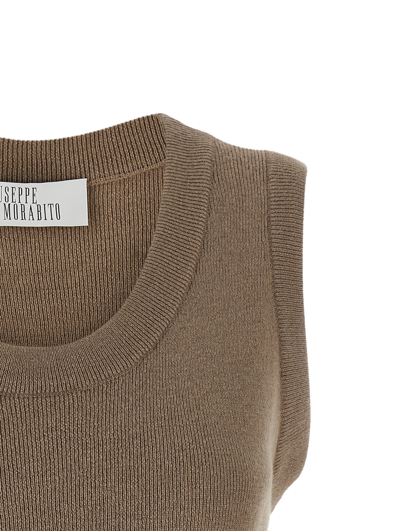 Giuseppe Di Morabito Ärmelloses T-Shirt aus reiner Schurwolle in Beige