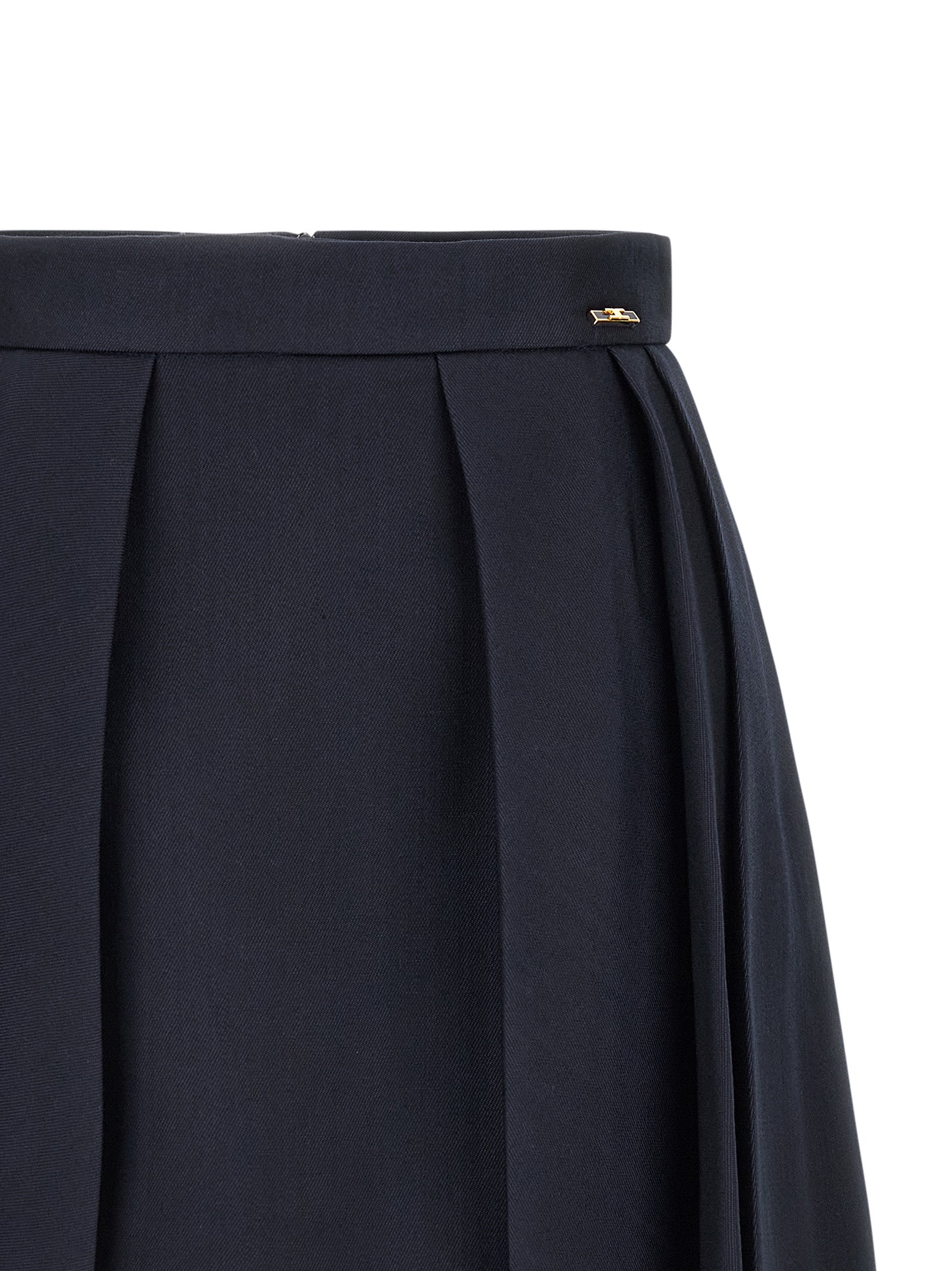 Elisabetta Franchi Langer Rock aus blauer Schurwolle