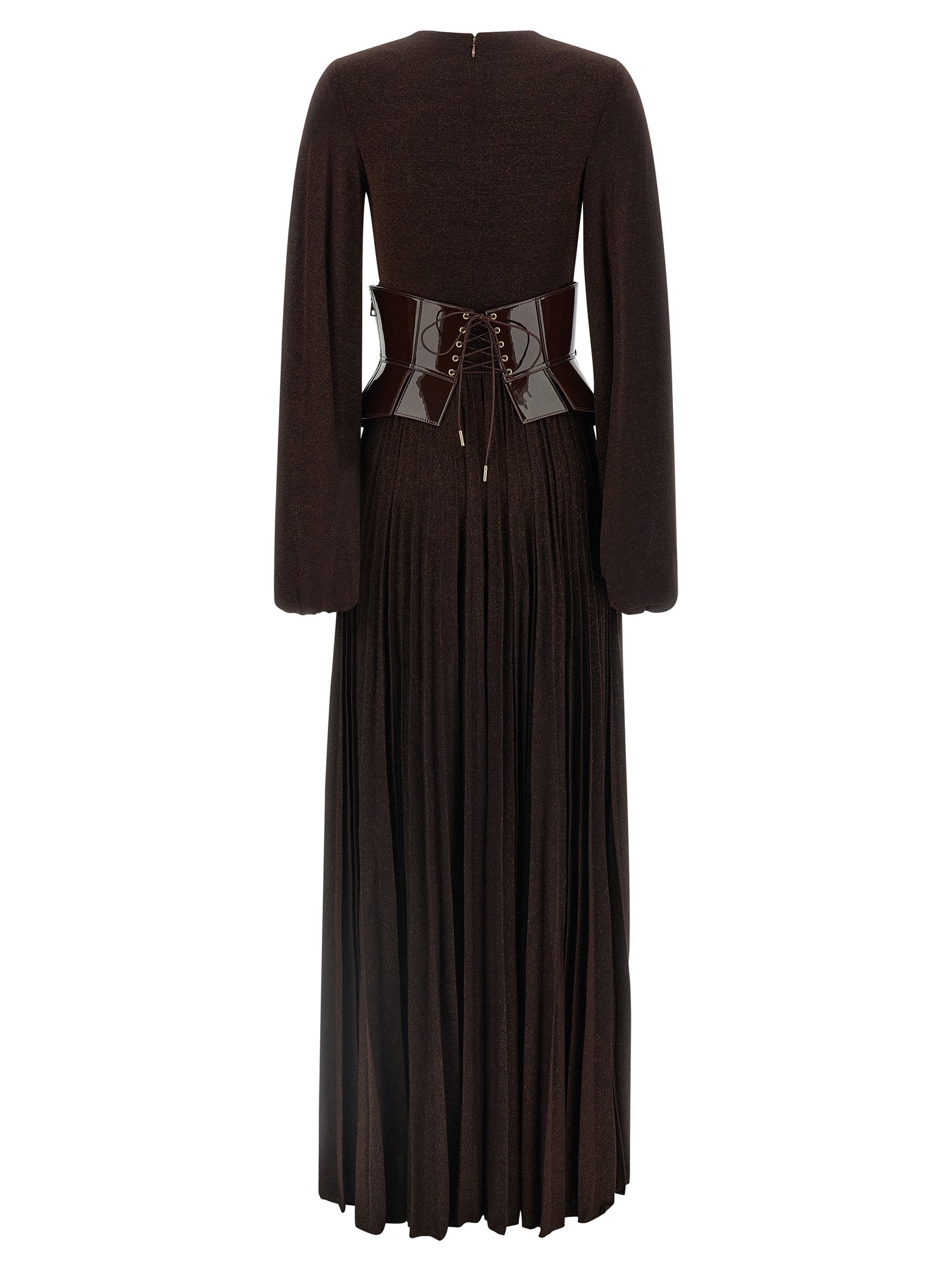 Elisabetta Franchi Braunes Viskose-Maxikleid