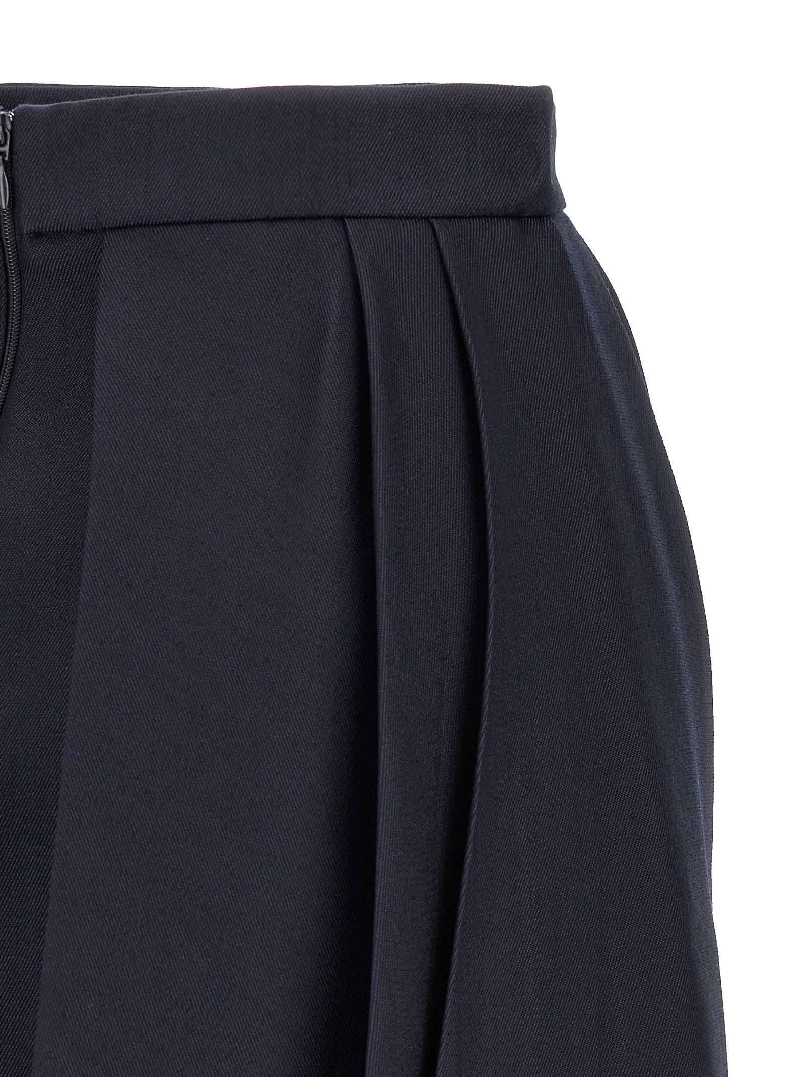 Elisabetta Franchi Langer Rock aus blauer Schurwolle